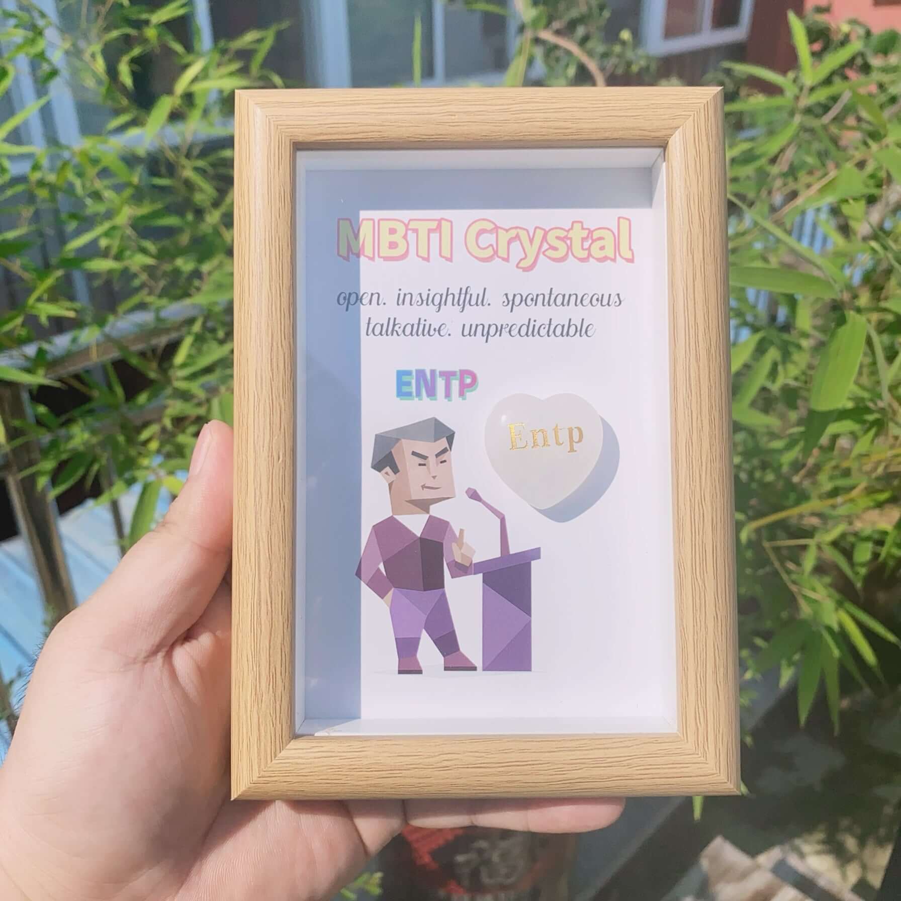 MBTI Personality Crystal Frame - Spiritual Healing Gift for Self-Care & Meditation | Perfect for Office Desk Decor, Yoga Room, and Mindfulness Practice (KV001)