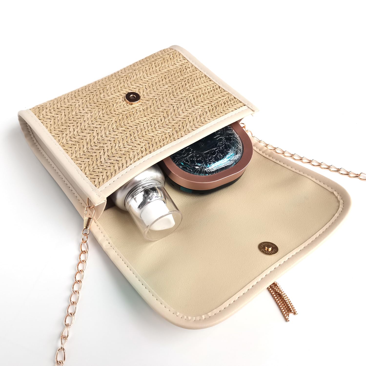 Eco-Friendly Straw Purse for Women - Handwoven Vacation Beach Bag with Removable Chain Strap | Perfect for Summer Outings, Beach Trips & Boho Fashion Accessories