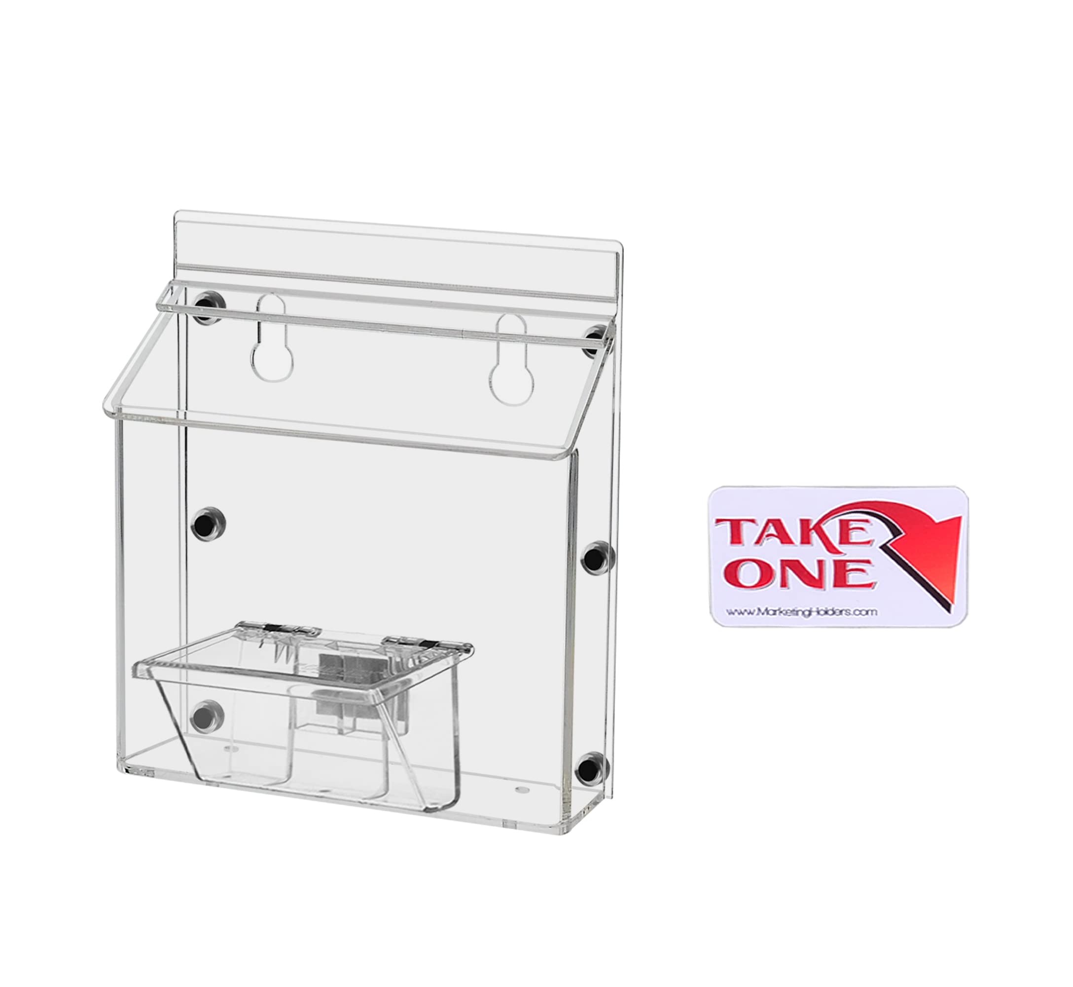 4 Pack Clear Acrylic Magnetic Brochure Holders - Outdoor Advertising Display for 6x4 Postcards & 3.5x2 Business Cards - Includes Take One Sticker & Adhesive Strips - Perfect for Retail Stores, Restaurants & Trade Shows