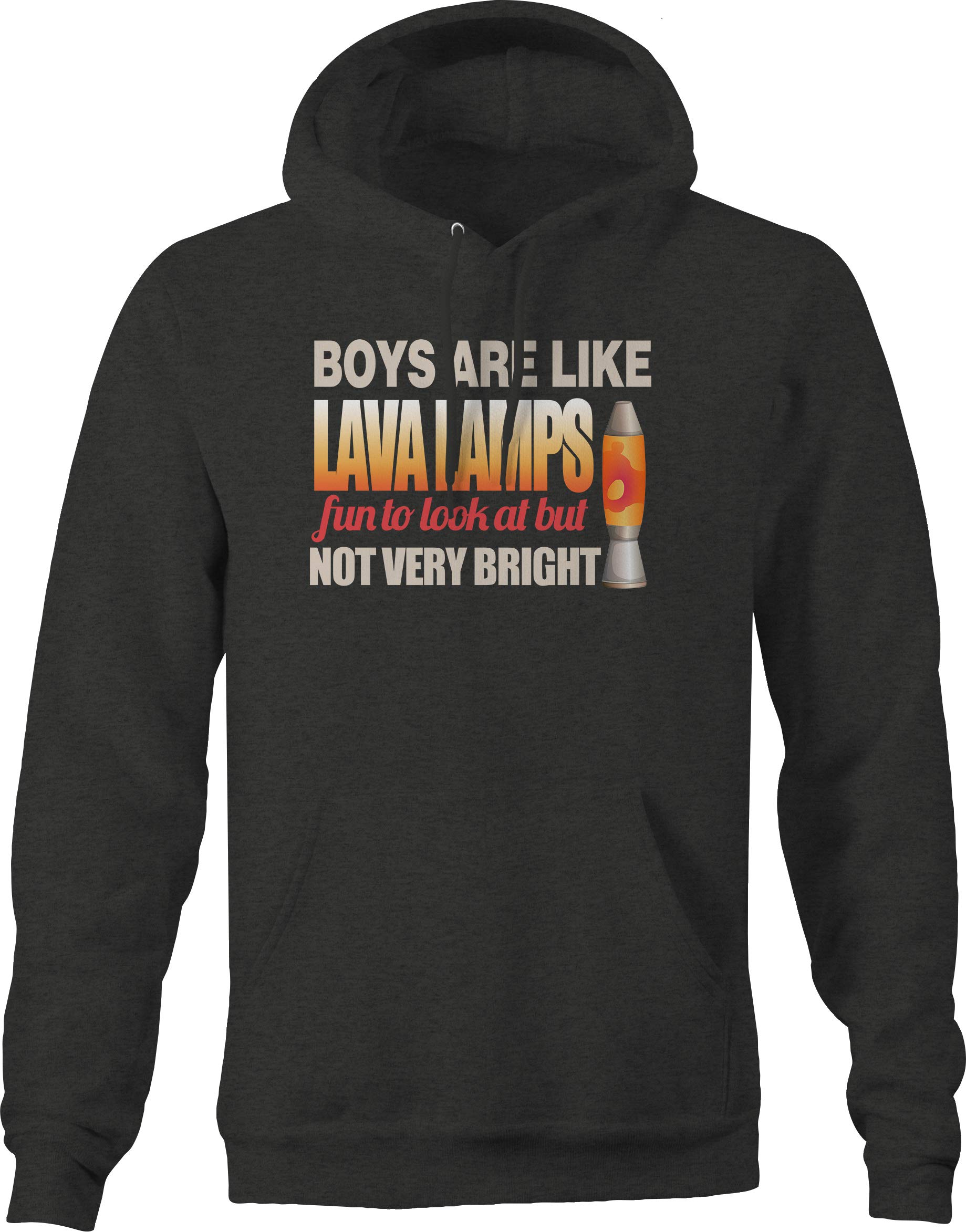 Funny Boys Are Like Lava Lamps Joke Hoodie for Men - Large Size Dark Grey Pullover Sweatshirt | Cool Casual Wear for College, Parties & Everyday Outfits