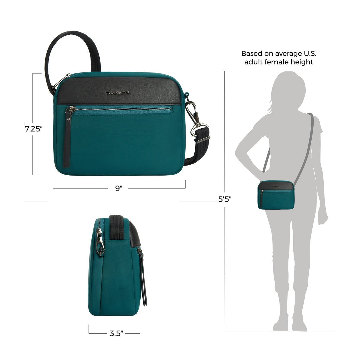 Travelon Anti-Theft Addison Small Crossbody Bag for Women - Secure RFID Blocking Purse for Travel, Commuting & Daily Use