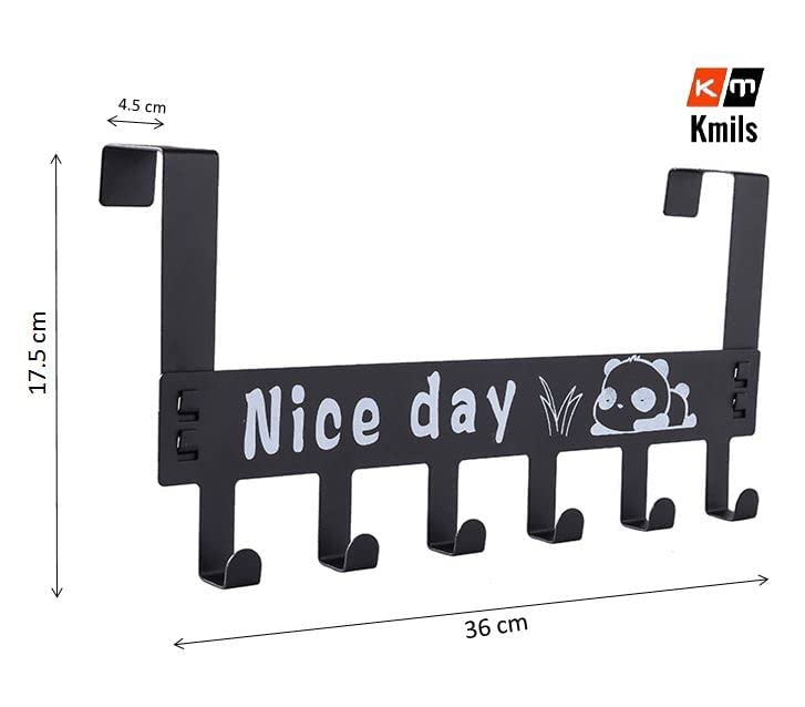 Kmils No-Drill Over The Door Hook Hanger for Clothes - Heavy Duty Carbon Steel Closet Organizer (Black, Pack of 1) - Perfect for Bedroom, Closet, Bathroom & Dorm Organization