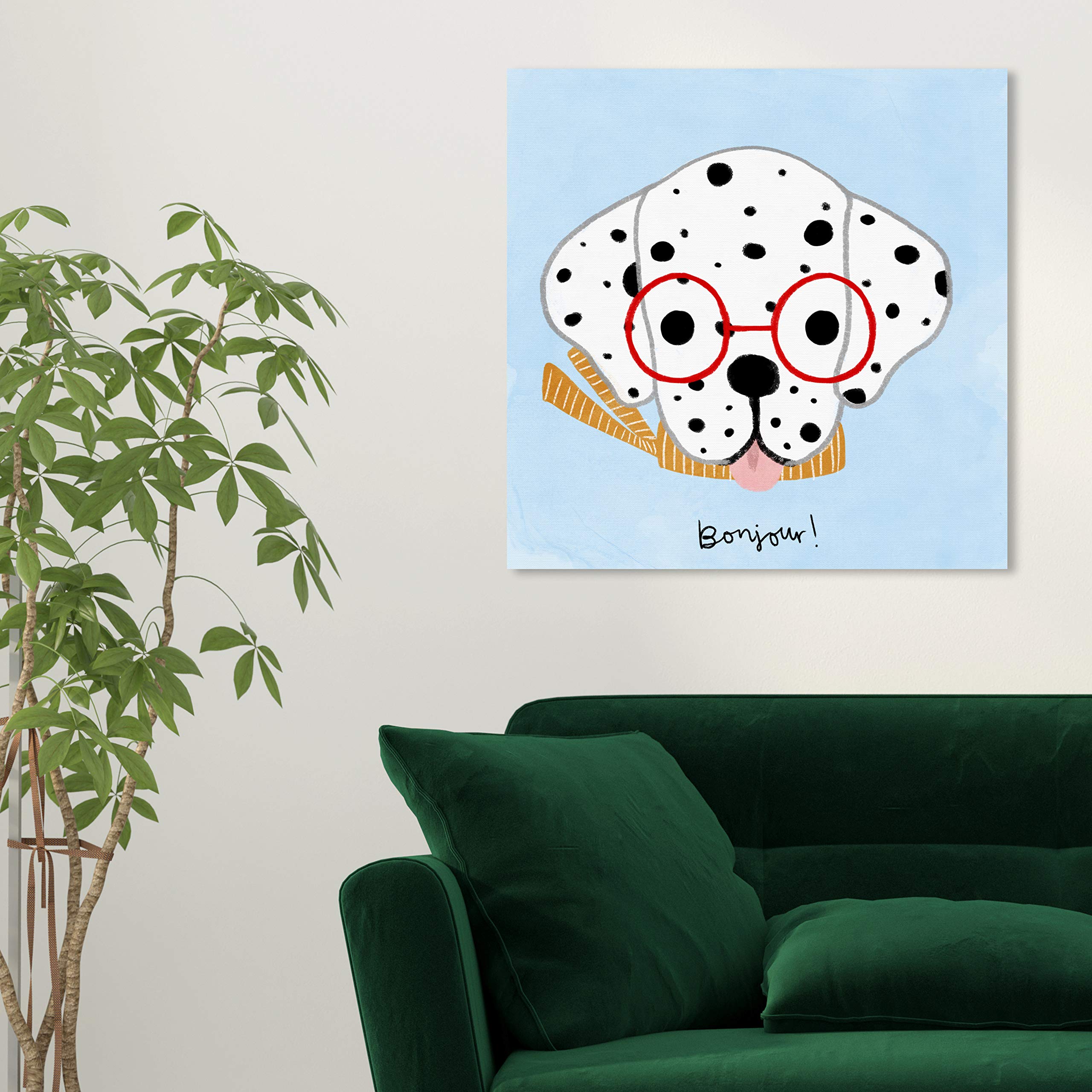 Oliver Gal Artist Co. 'Bonjour Spots' Animal Wall Art Canvas Print - 24x24 Inch Modern Home Decor in White & Blue - Perfect for Living Room, Bedroom, or Office Wall Decor