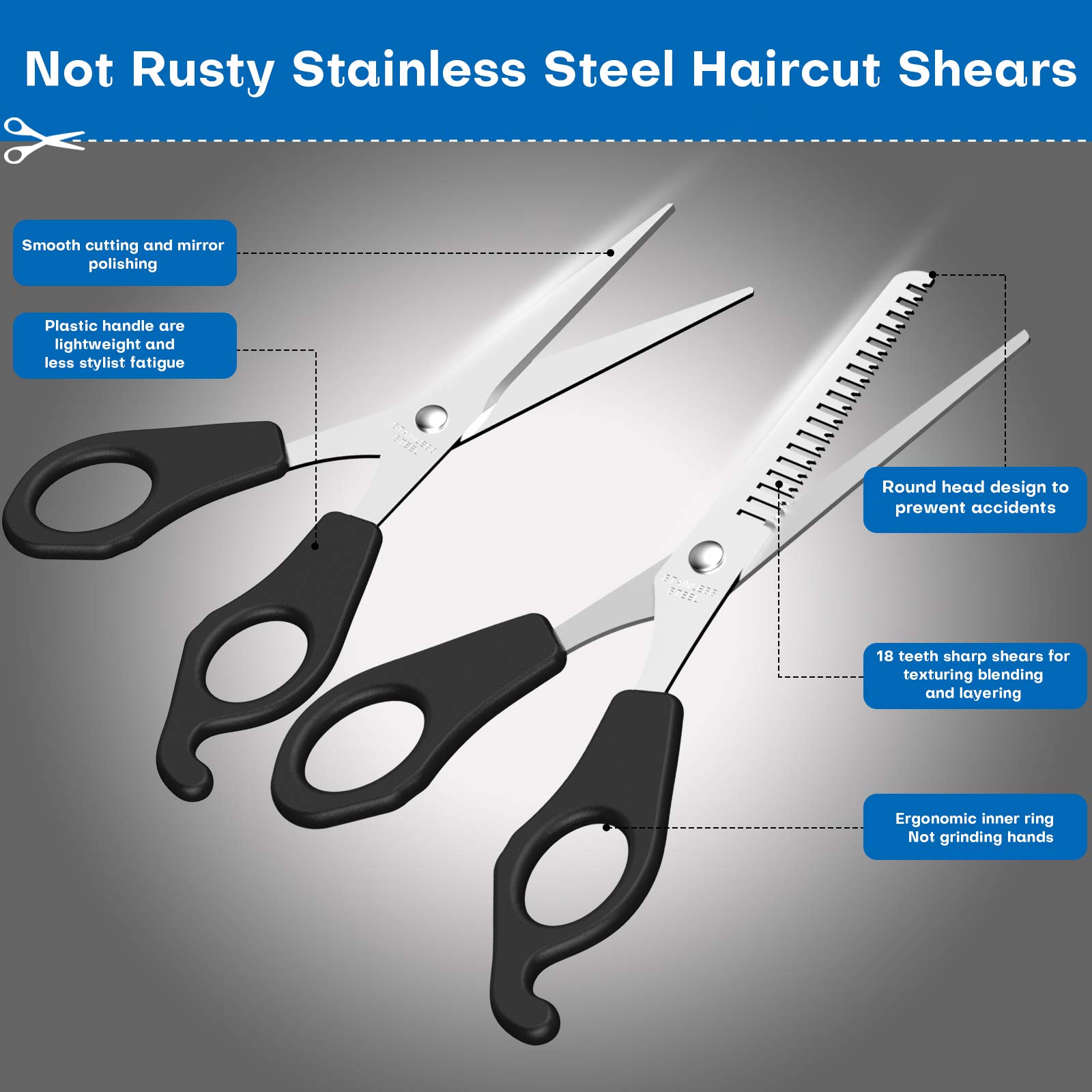 Professional Hair Scissors Set - Stainless Steel Barber Shears for Hairdressers, Pet Grooming & Home Use | Perfect for Salon Styling, DIY Haircuts & Animal Trimming