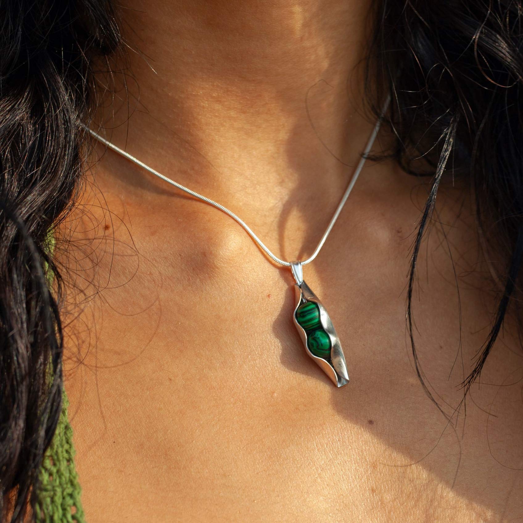 35th Wedding Anniversary Gift for Wife - Two Peas in a Pod Jade Necklace with Dark Green Gemstones | Romantic Couple Jewelry for Anniversary Celebrations & Special Occasions