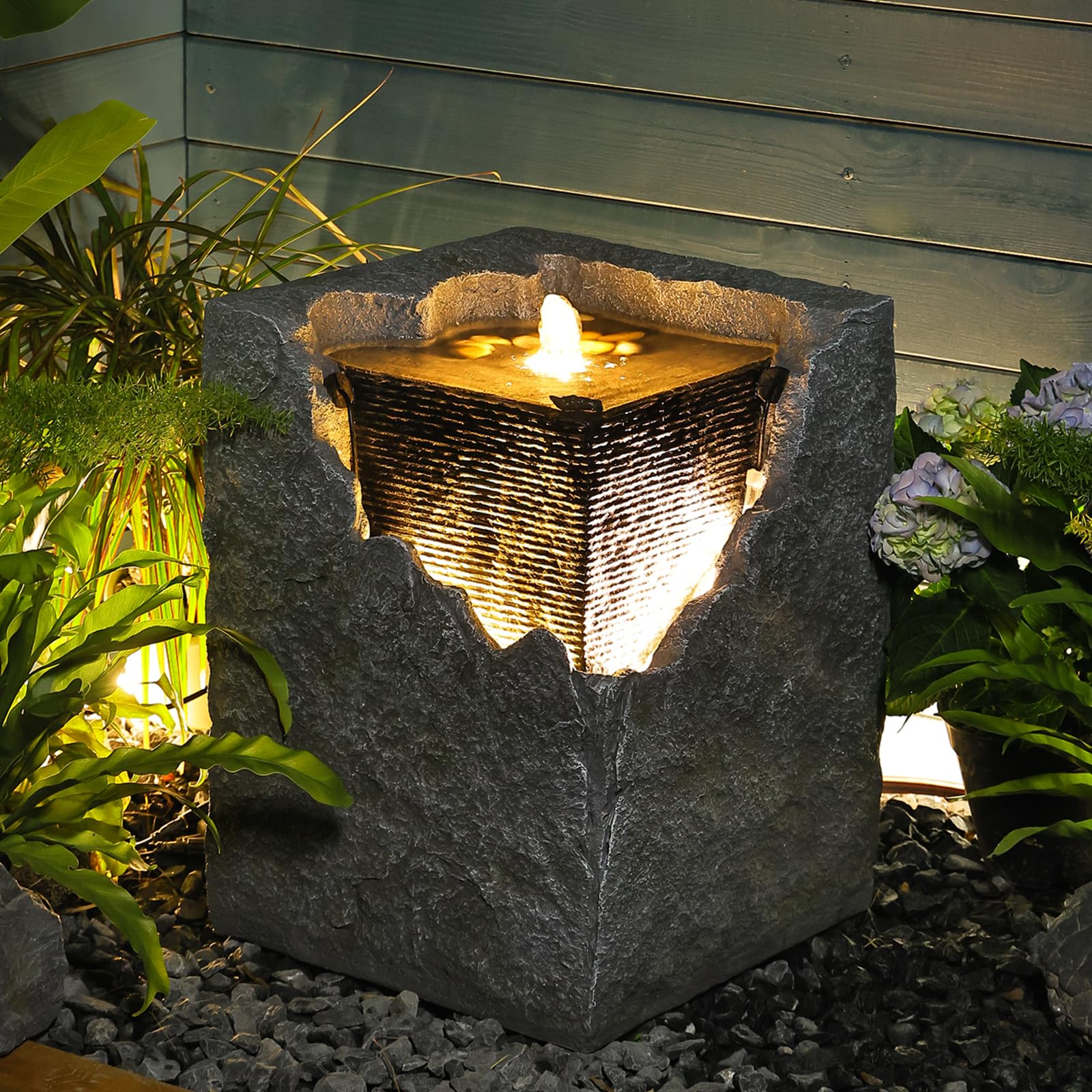 Outdoor Garden Water Fountain - Freestanding Cascading Floor Fountain with Waterfall for Patio, Yard, and Indoor Decor | Perfect for Relaxation and Zen Ambiance
