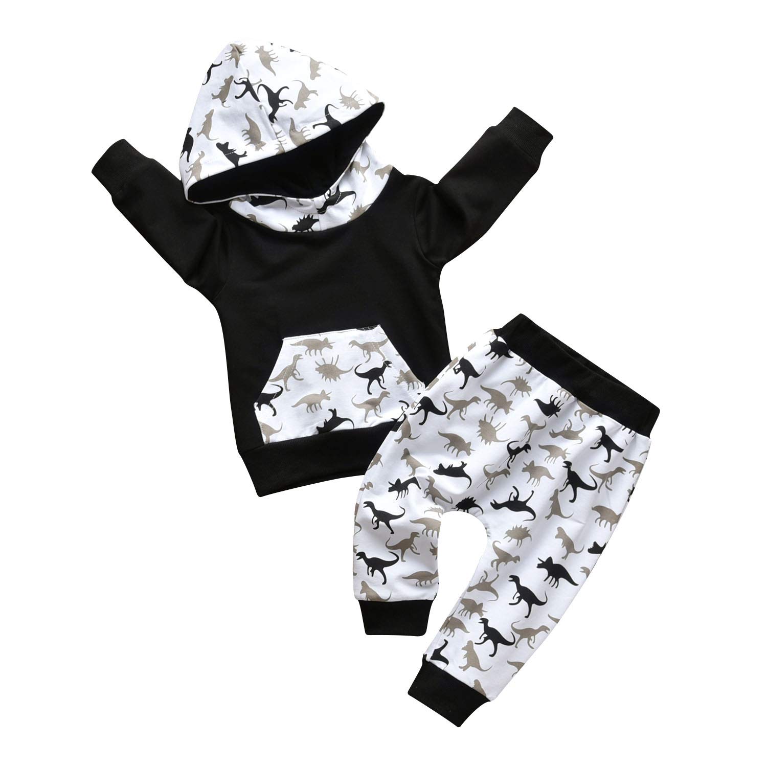 Adorable Animal Print Baby Boy Clothes Set - Soft Long Sleeve Hoodie & Pants Outfit for Toddlers & Infants | Perfect for Playdates, Family Photos & Everyday Comfort