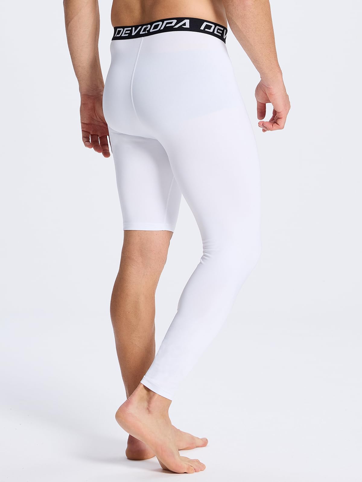 DEVOROPA Men's One Leg Compression Pants - Quick Dry Basketball Running Tights for Men, Sports Leggings, Athletic Base Layer for Baseball, Gym & Workout - Perfect for Training, Jogging & Active Lifestyle