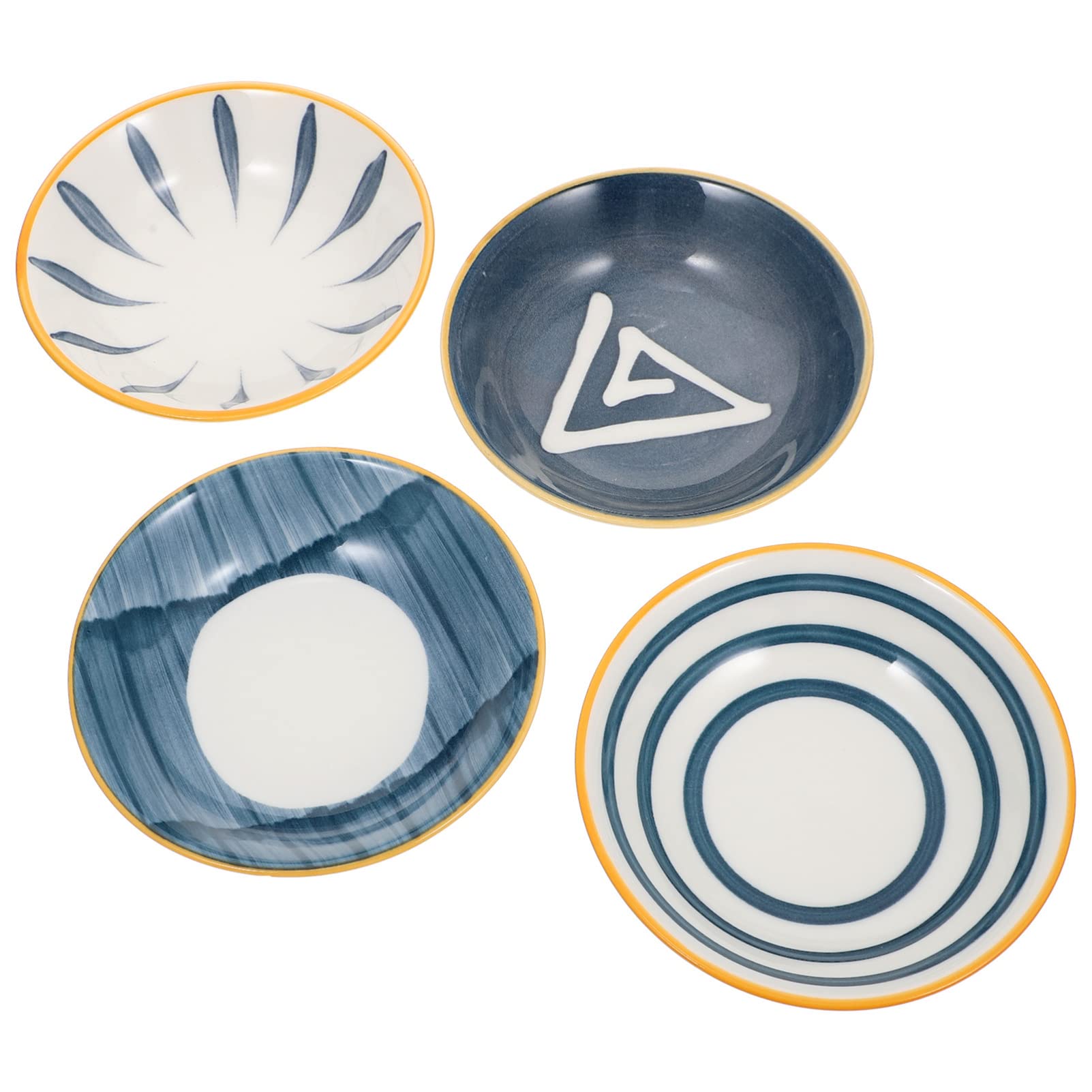 FRCOLOR 4-Piece Ceramic Condiment Bowls Set - Small Dipping Dishes for Sauces, Spices & Seasonings - Perfect for Home, Party, Restaurant Use (Assorted Colors) - Ideal for Serving Dips, Dressings, Soy Sauce & More at Dining Tables & Buffets