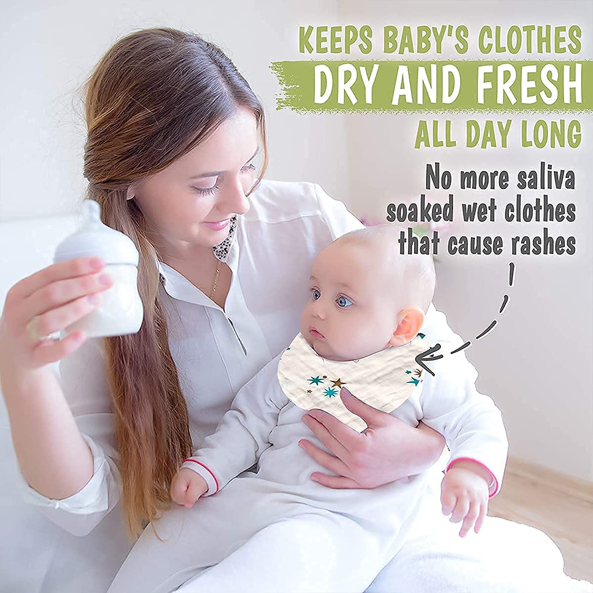Htsrbay 5-Pack Baby Bandana Drool Bibs for Boys & Girls - Soft Absorbent Unisex Teething Bibs for Drooling - Perfect for Feeding, Playtime & Daily Outfits