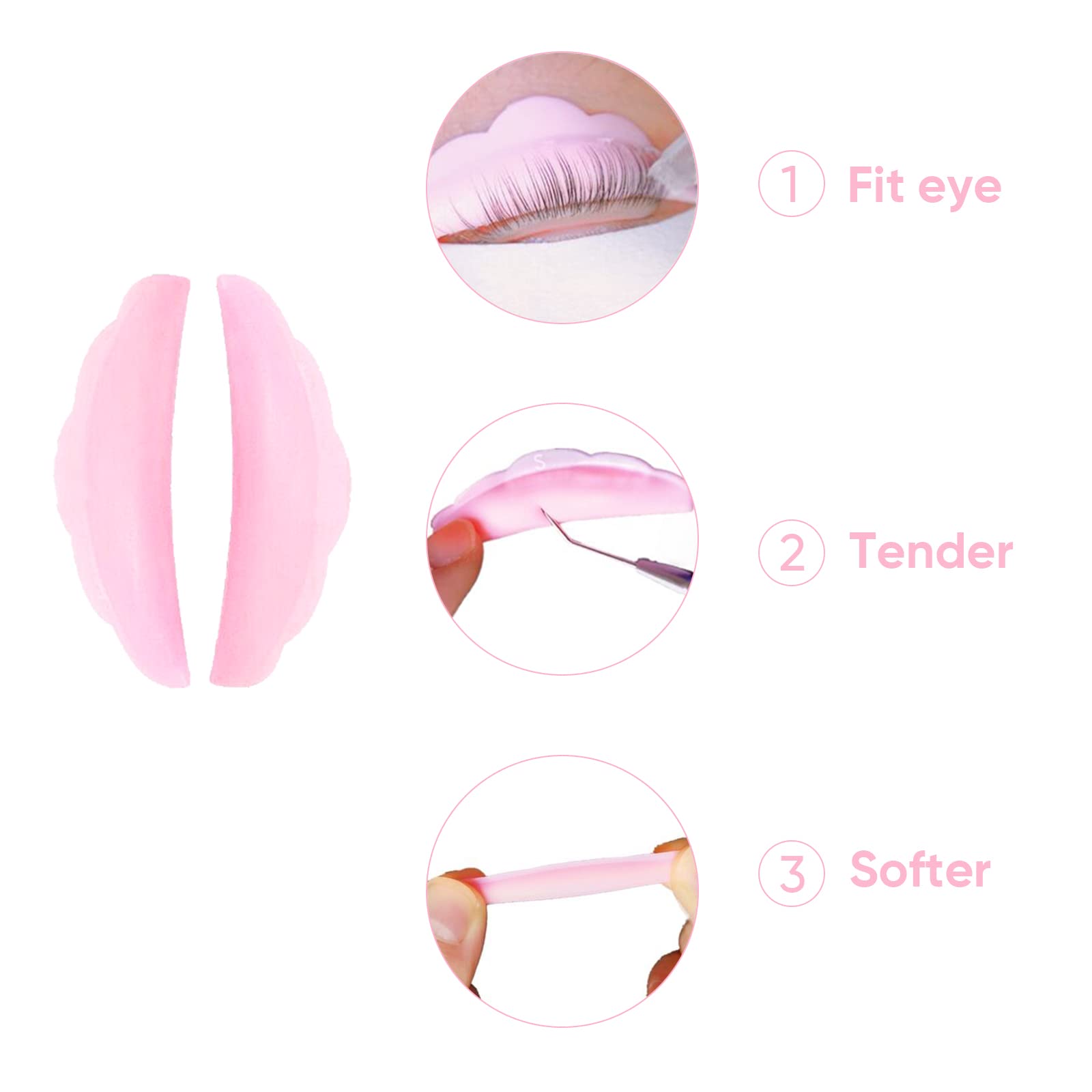 Libeauty Lash Lift Rods - 5 Size Reusable Soft Eyelash Perm Kit Pads for Perfect Lifting (Pink) - Ideal for Salon Professionals & DIY Lash Lifts at Home