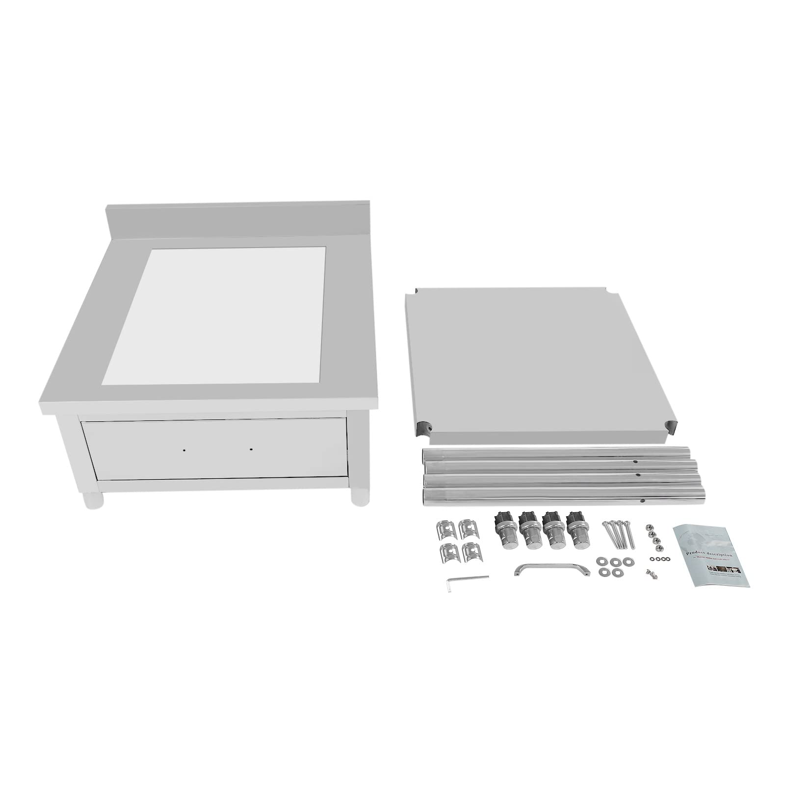 Premium Stainless Steel Work Table - 24x24 Inch Commercial Food Prep Station with Adjustable Feet | Heavy Duty Metal Workstation for Kitchen, Restaurant, Bakery & Home Use | Ideal for Food Preparation, Cooking & Baking Tasks