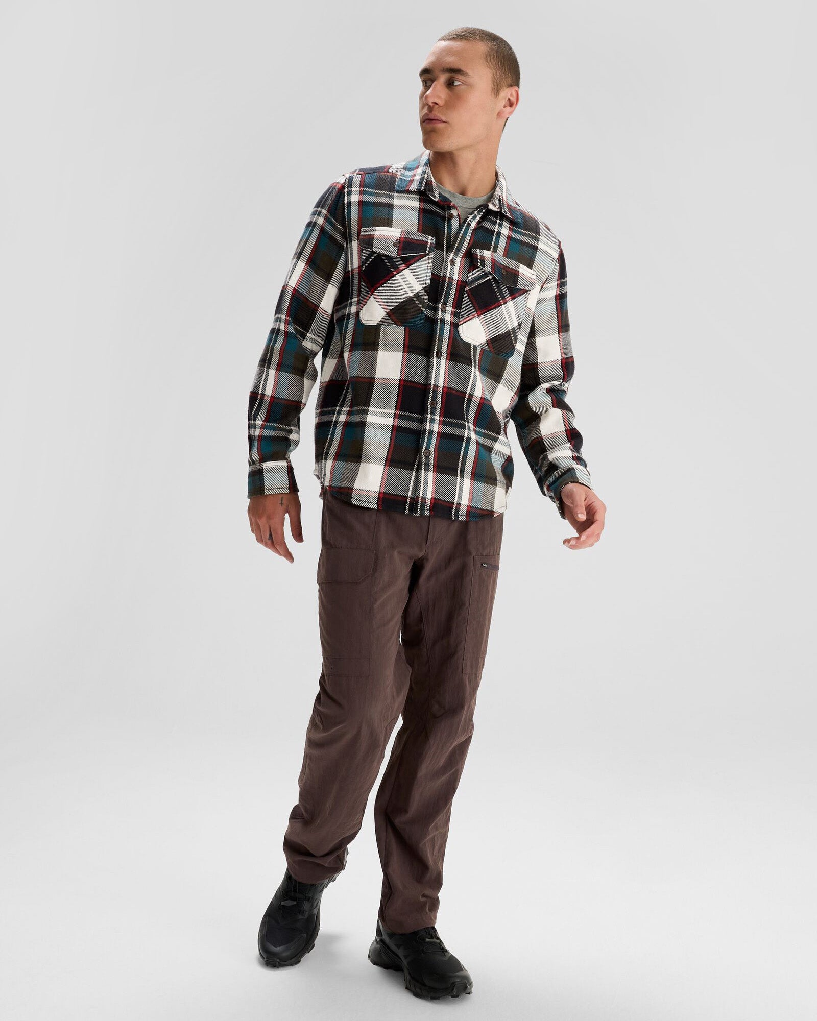 Men's Huntly Long Sleeve Plaid Shirt - Dark Moss Green Flannel for Outdoor Hunting & Casual Wear | Durable Comfort Shirt for Fall & Winter Adventures