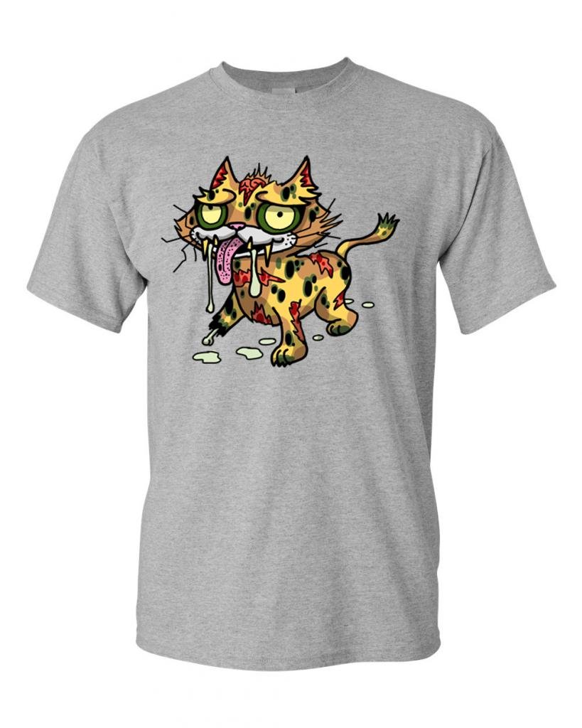 Zombie Cat Undead Animals Funny Graphic T-Shirt for Adults - Perfect for Halloween, Cosplay & Horror Fans