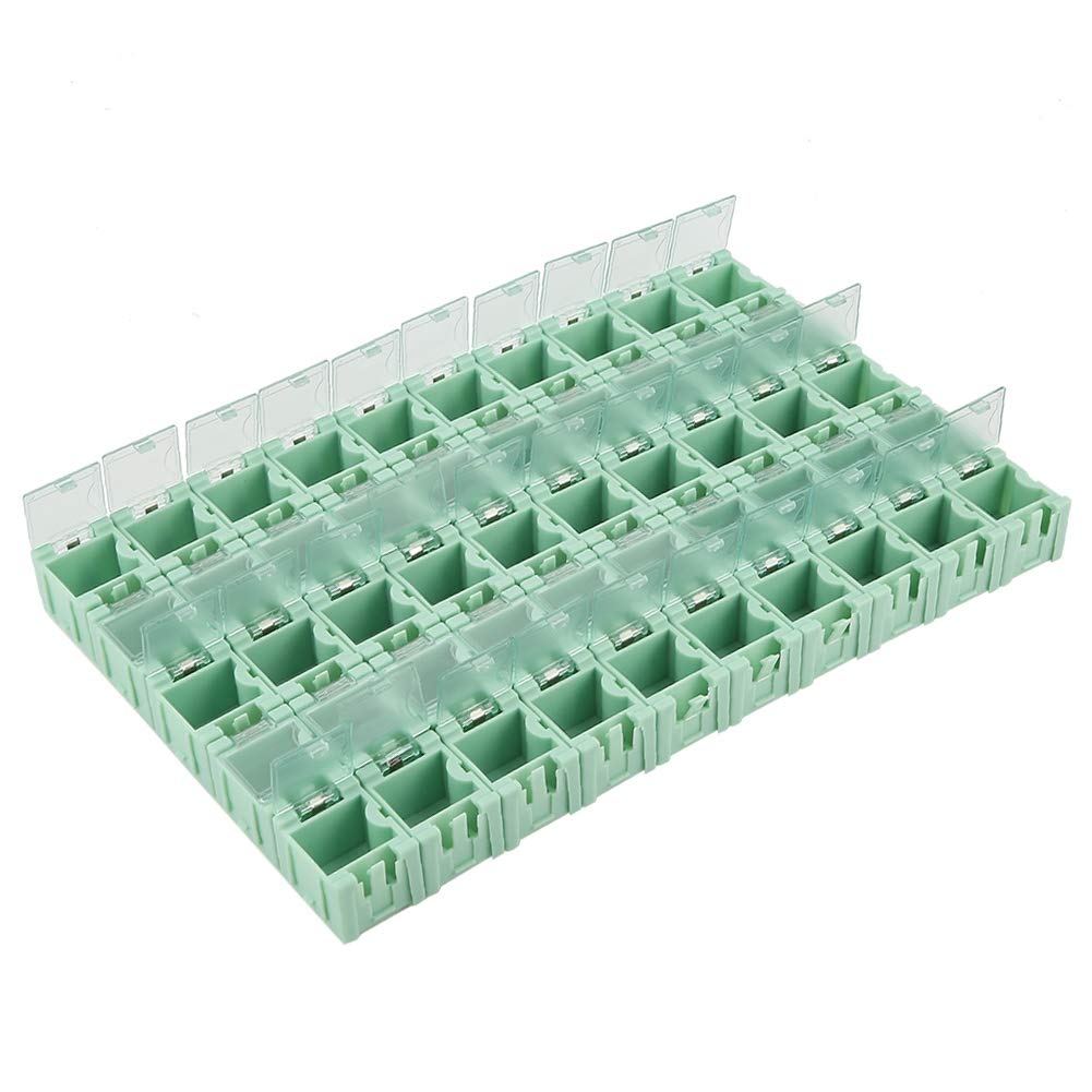 50-Piece Green IC Component Organizer Set - SMD Electronic Storage Tool Box Kit for DIY Electronics, PCB Repair & Small Parts Organization