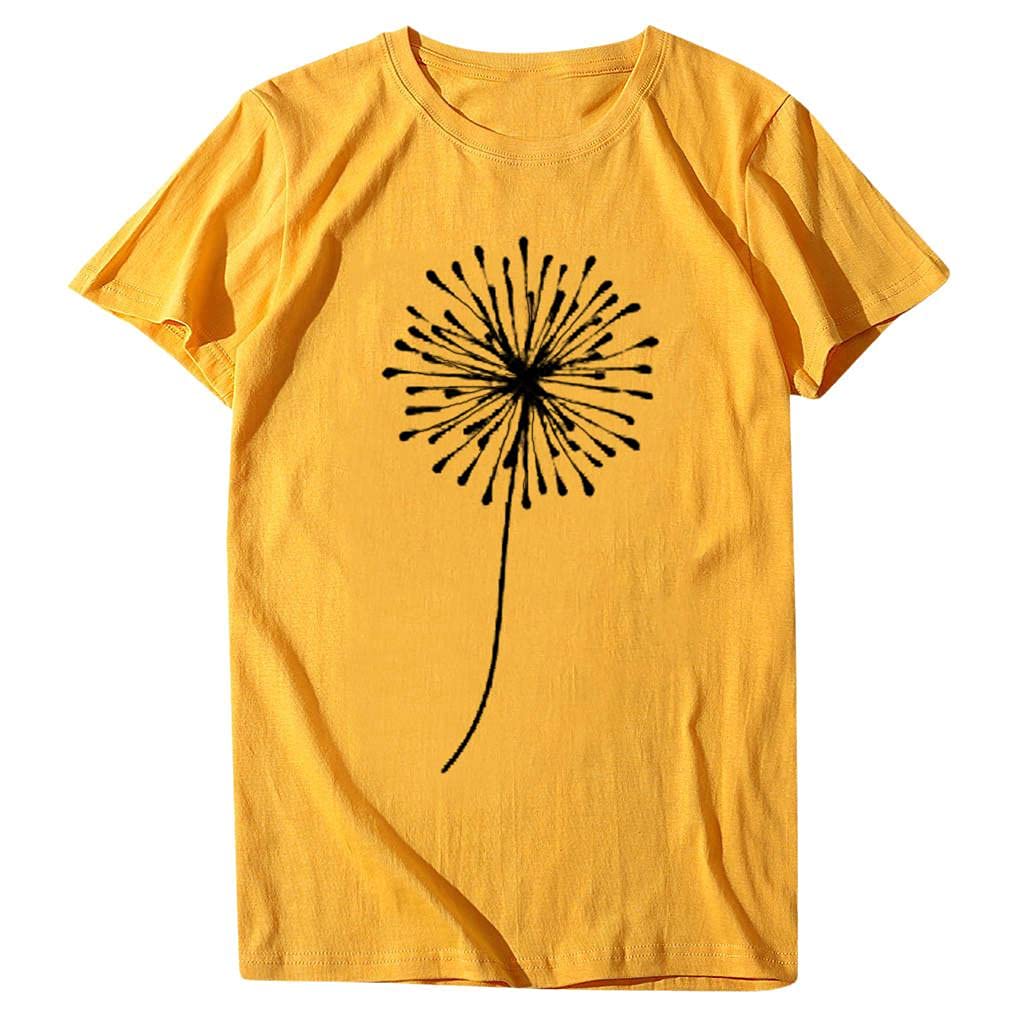 Women's Vintage Dandelion Print Graphic T-Shirt - Funny Short Sleeve Round Neck Summer Top | Casual Wear, Street Style, Festival Outfit