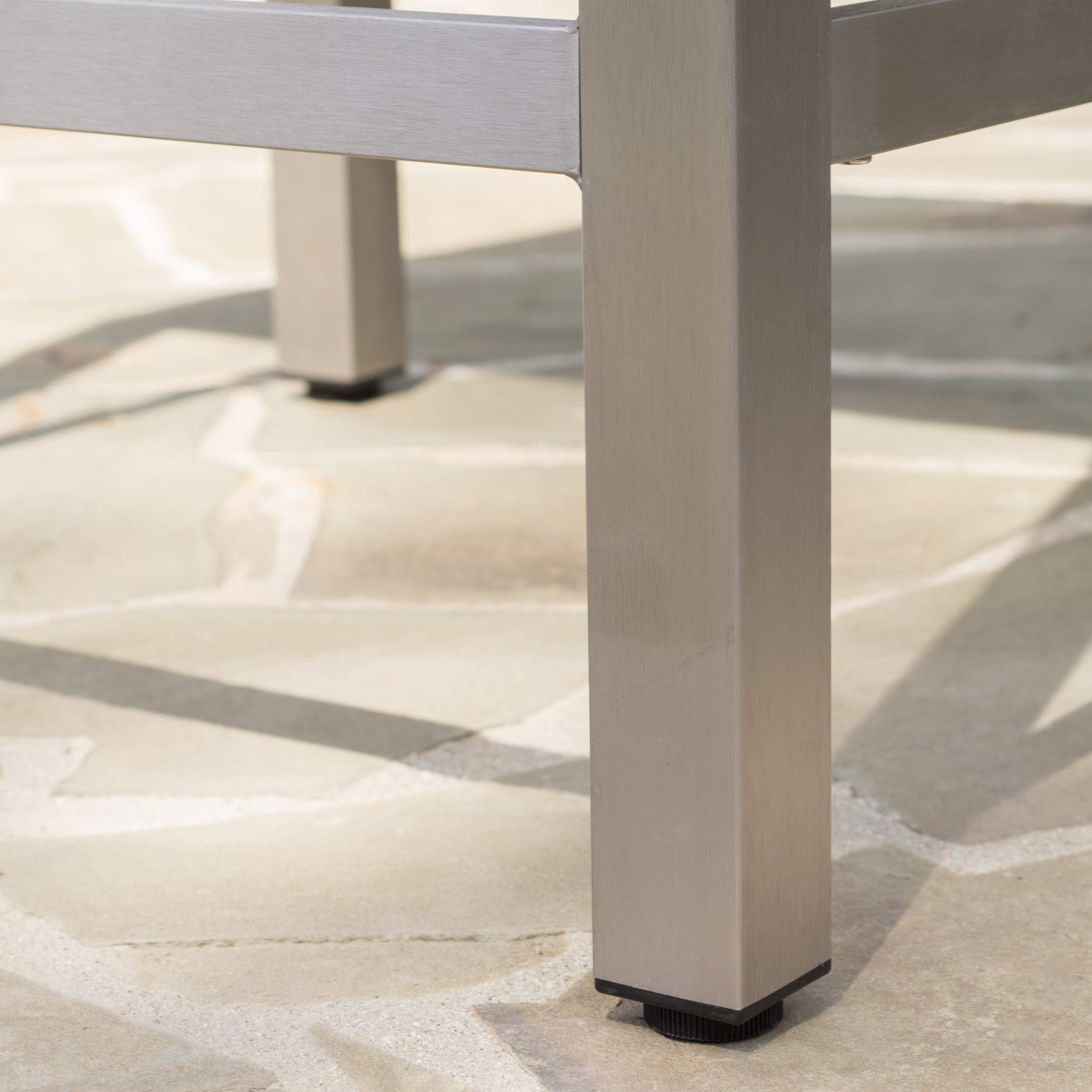 Christopher Knight Home Cape Coral Outdoor Aluminum Bar Table with Glass Top, Grey - Patio, Deck, Garden, and Poolside Dining & Entertaining