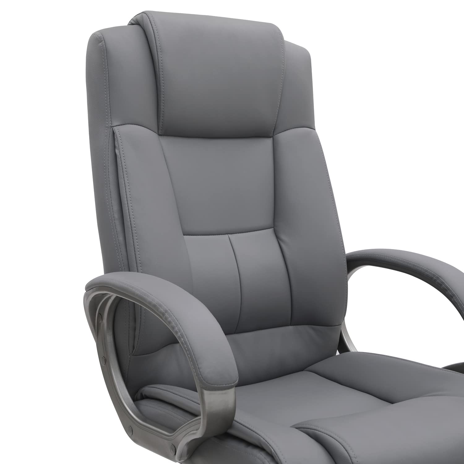 Naomi Home Ergonomic Office Chair - High Back Executive Desk Chair with Wheels, Adjustable Armrests & Lumbar Support, Height/Tilt Swivel Leather Computer Chair - Gray - Perfect for Home Office, Gaming & Workspace Comfort