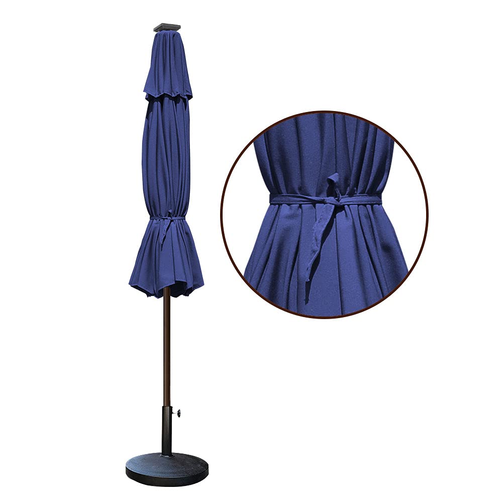 EliteShade USA 10-Year Fade-Resistant 9ft Solar LED Patio Umbrella with 80 Lights - Outdoor Market Umbrella with Ventilation for Garden, Poolside & Restaurant - Navy Blue