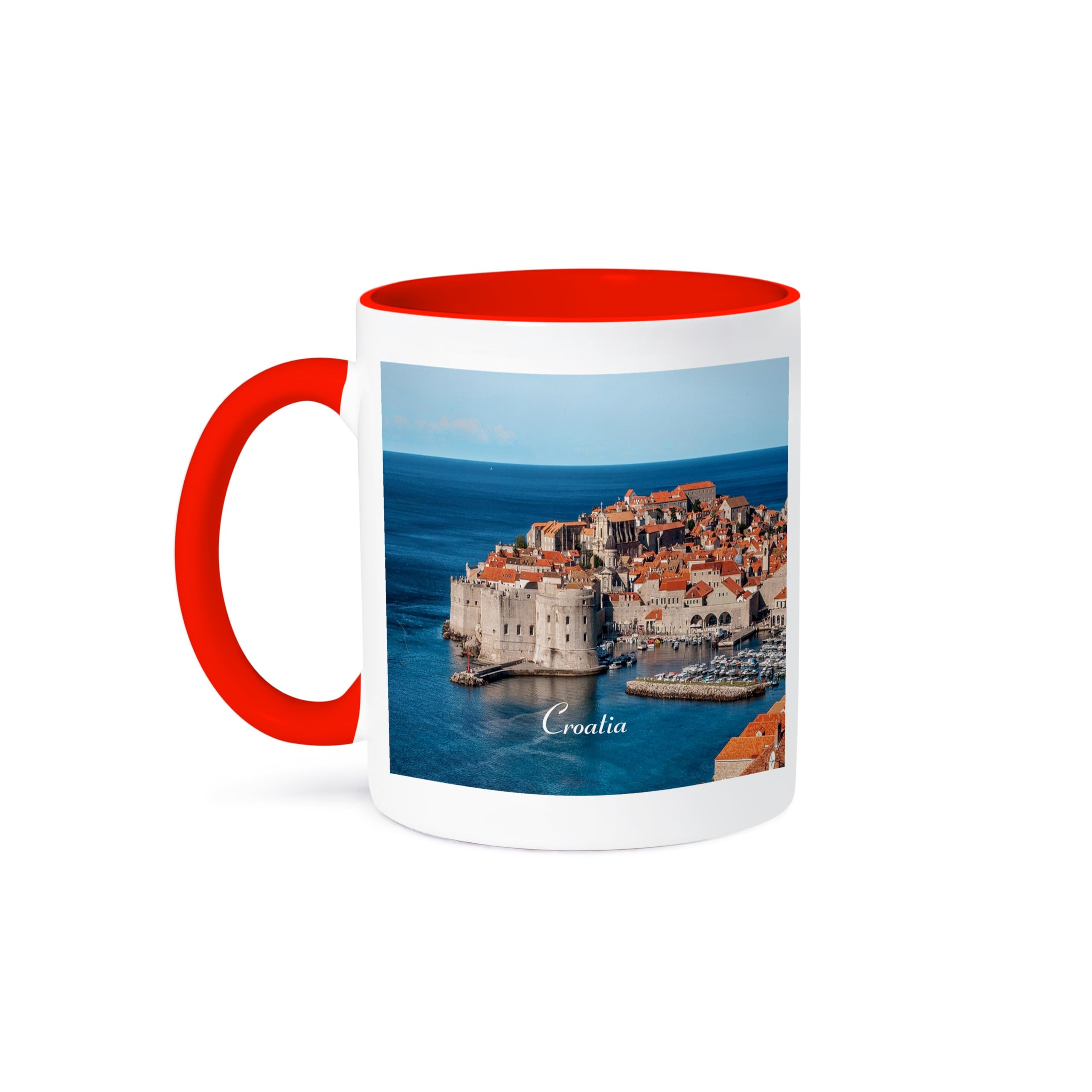3D Rose 15oz Two-Tone Red and White Ceramic Coffee Mug - Perfect for Home, Office, or Gift Giving