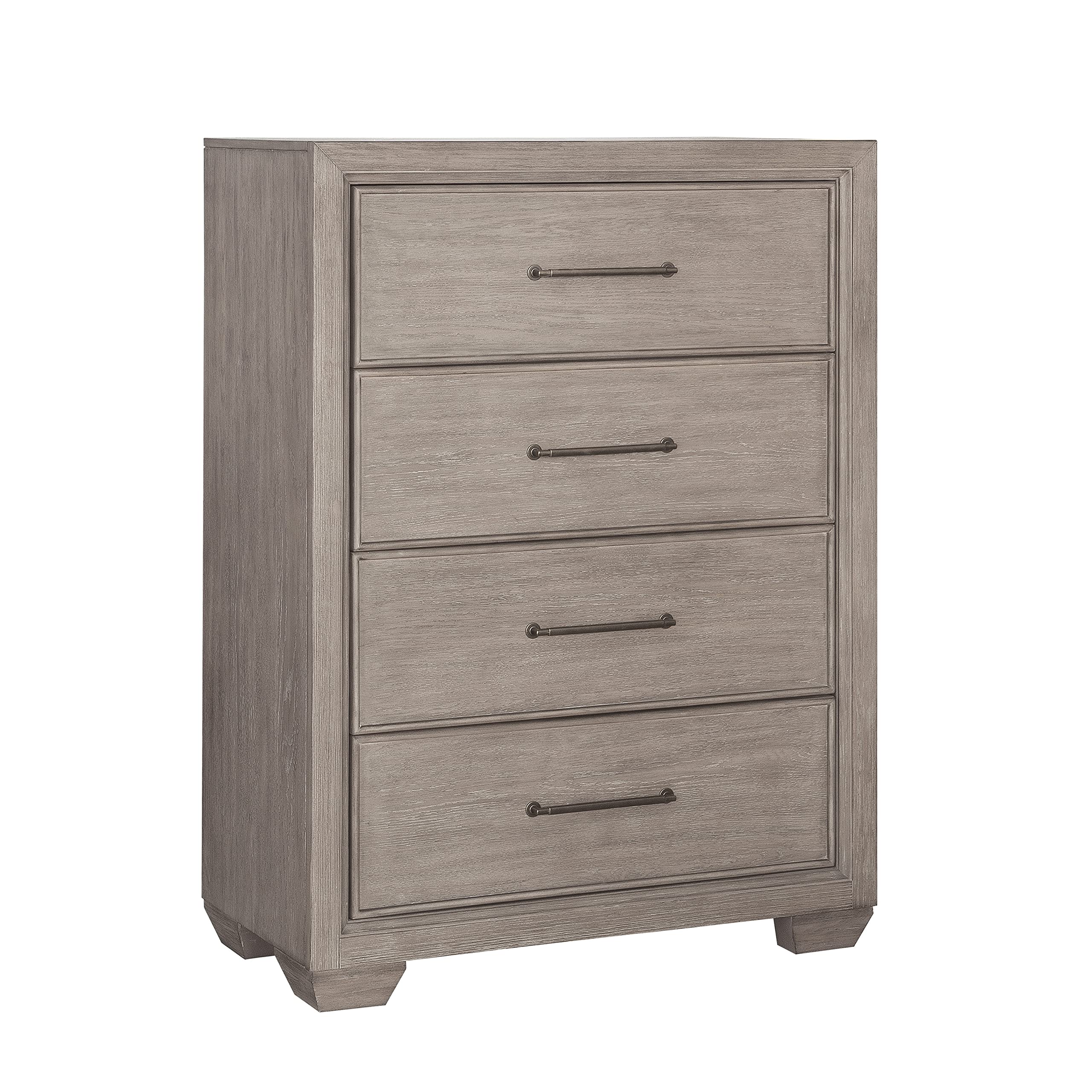 Roundhill Furniture Ennesley Wood Bedroom Set - Upholstered Panel King Bed, Dresser, Mirror, 2 Nightstands & Chest in Gray | Complete Bedroom Suite for Master Bedroom, Guest Room & Apartment Decor
