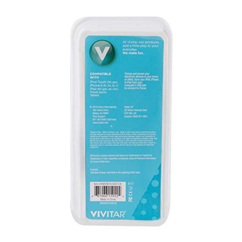 Vivitar VM20019-BLK Wall to Lightning Power Cable - 6ft Charging Cord for iPhone iPad - Home Office Car Travel Charging Solution