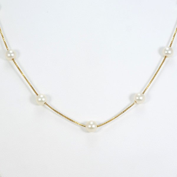 18K Yellow Gold Pearl Necklace for Women - Elegant Bridal Jewelry, Wedding Gift, Anniversary Present - Perfect for Formal Events & Special Occasions