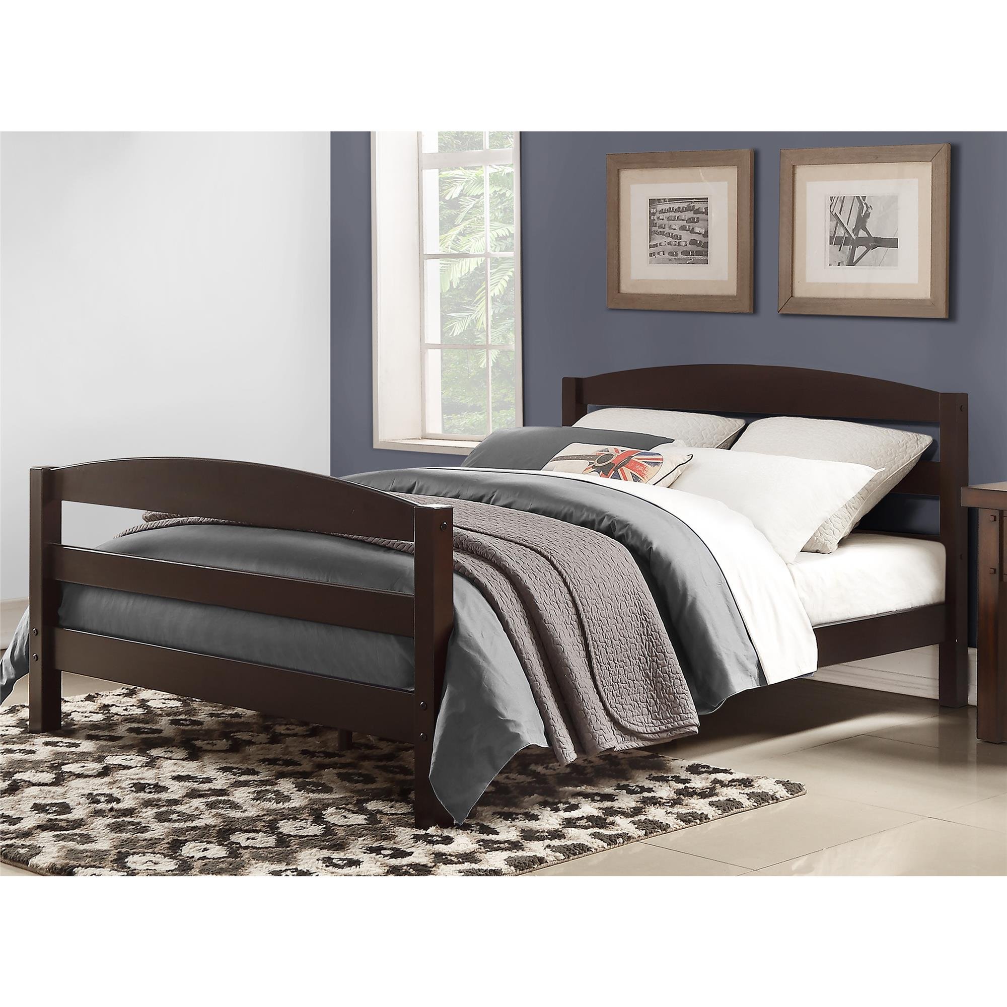 Dorel Living Palm Bay Full Size Bed Frame in Espresso Finish - Sturdy Wooden Platform Bed for Bedroom, Guest Room, or Dorm