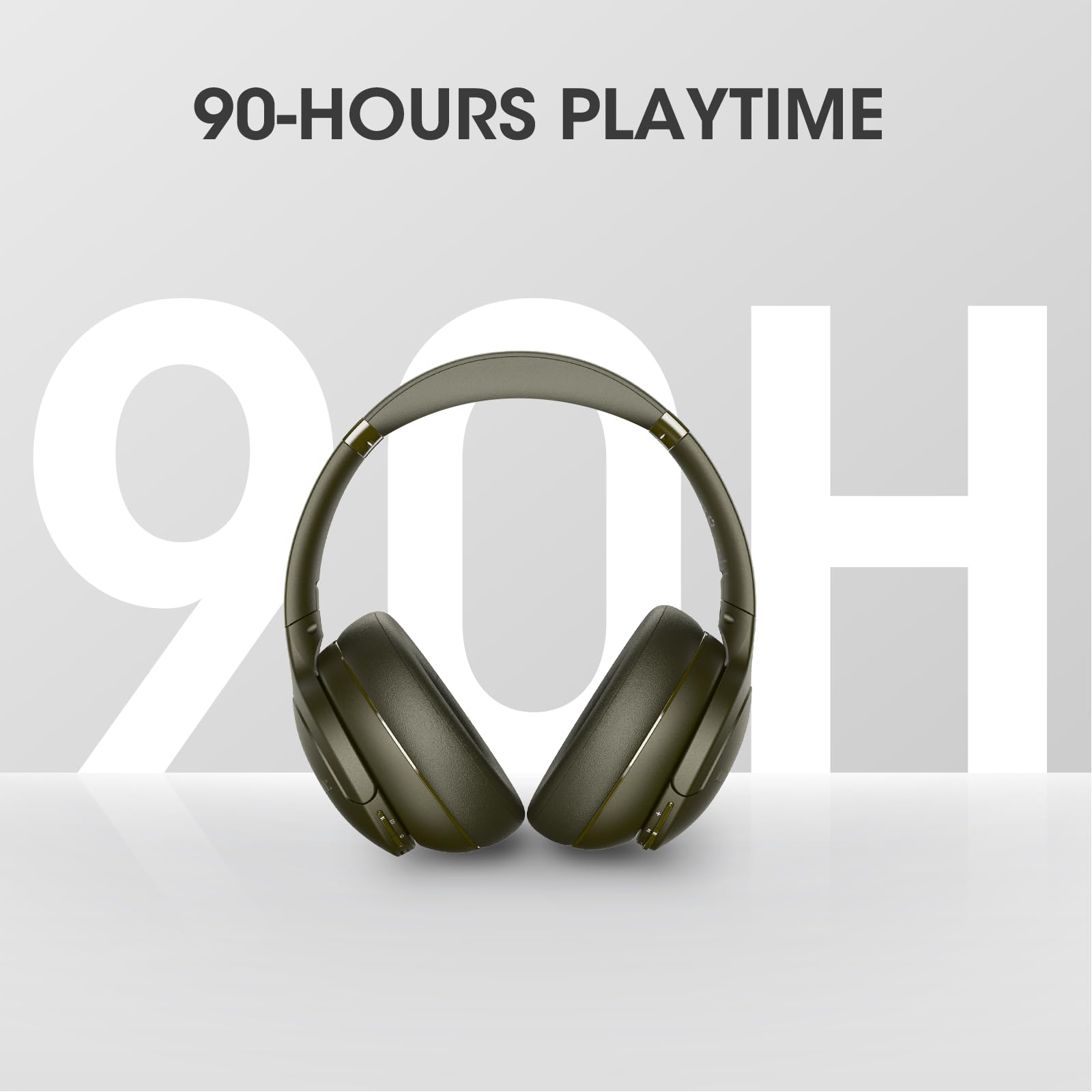 DOQAUS Wireless Bluetooth Headphones Over Ear with 90H Playtime, HiFi Stereo Sound, Deep Bass & Built-in Mic - Foldable Lightweight Headset with 3 EQ Modes for iPhone, Android, PC - Perfect for Travel, Office, Gym & Home Use (Green)