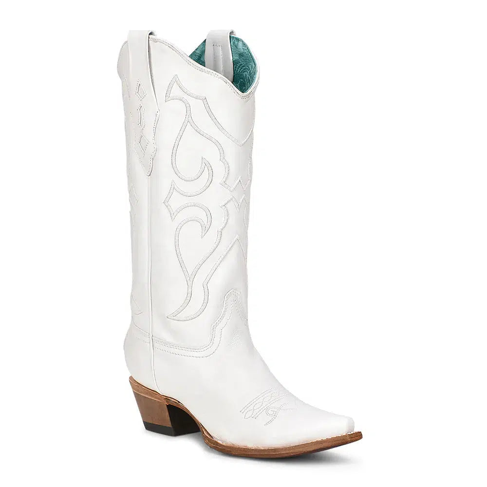 Z5046 M Corral White Western Cowgirl Leather Wedding Boots for Women - Perfect for Country Weddings, Rodeos & Western Fashion