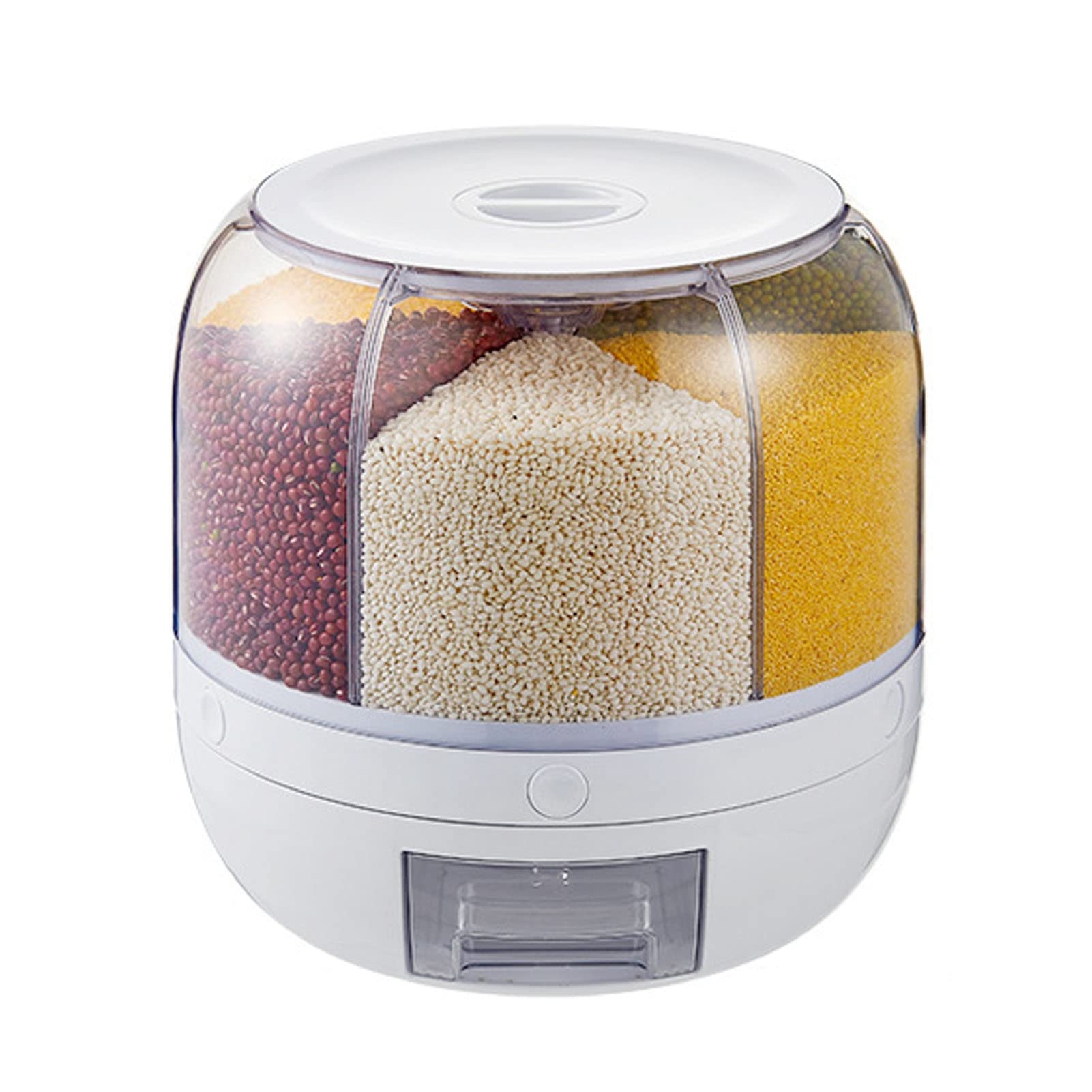 Oreb 6-Grid Rotating Cereal Dispenser - 5kg Airtight Food Storage Container for Rice, Grains, Beans & Dry Foods | Perfect for Kitchen Organization & Pantry Storage