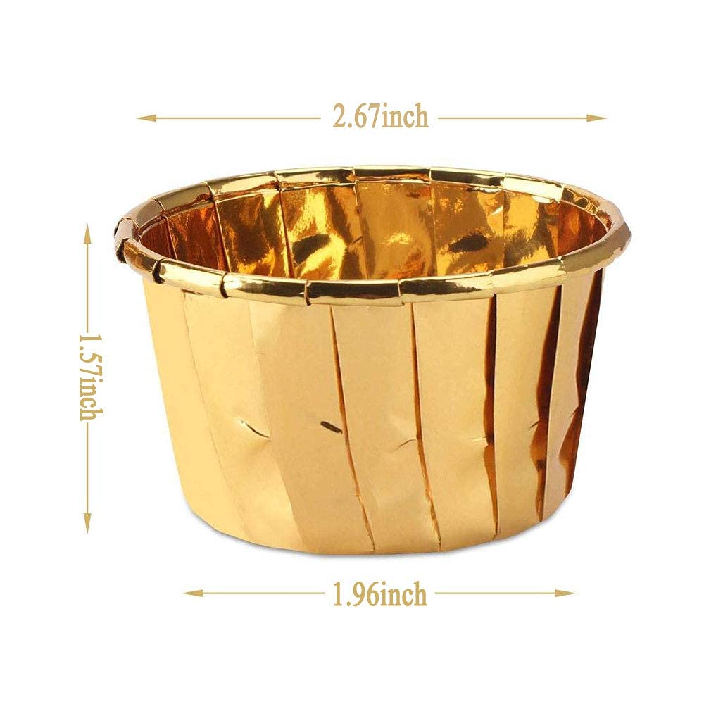 Premium Aluminum Foil Cupcake Liners - 100Pcs Disposable Baking Cups for Muffins, Cupcakes & Desserts | Non-Stick Ramekins for Perfect Baking | Ideal for Home Baking, Parties & Holiday Treats