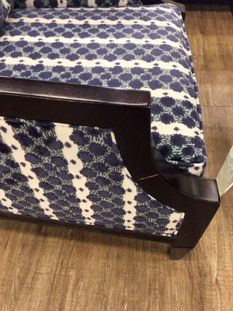 Century Furniture Blue & White Upholstered Armchair with Removable Pillow - Elegant Living Room Seating for Home & Office Decor