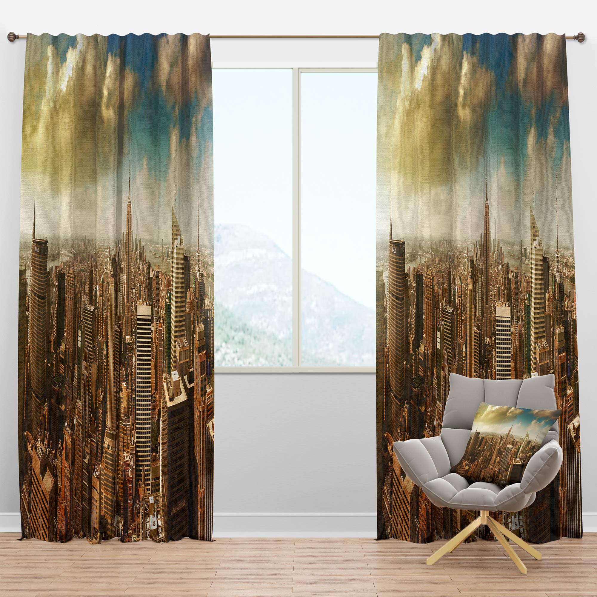 DesignQ Blackout Curtains - Thermal Insulated Single Panel (52x63 inches) for Bedroom & Living Room - Midtown & Downtown Manhattan Inspired Drapes - Perfect for Light Blocking, Privacy & Energy Efficiency