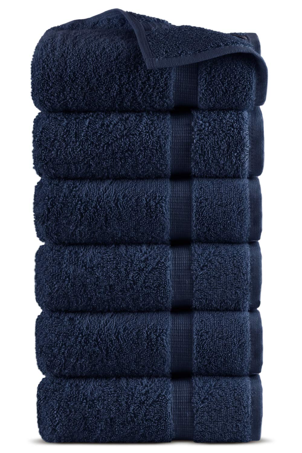 Premium 100% Turkish Cotton Bath Towel Set - Ultra Soft & Absorbent (Navy Blue, Set of 6) - Perfect for Spa, Beach & Luxury Bathroom Decor