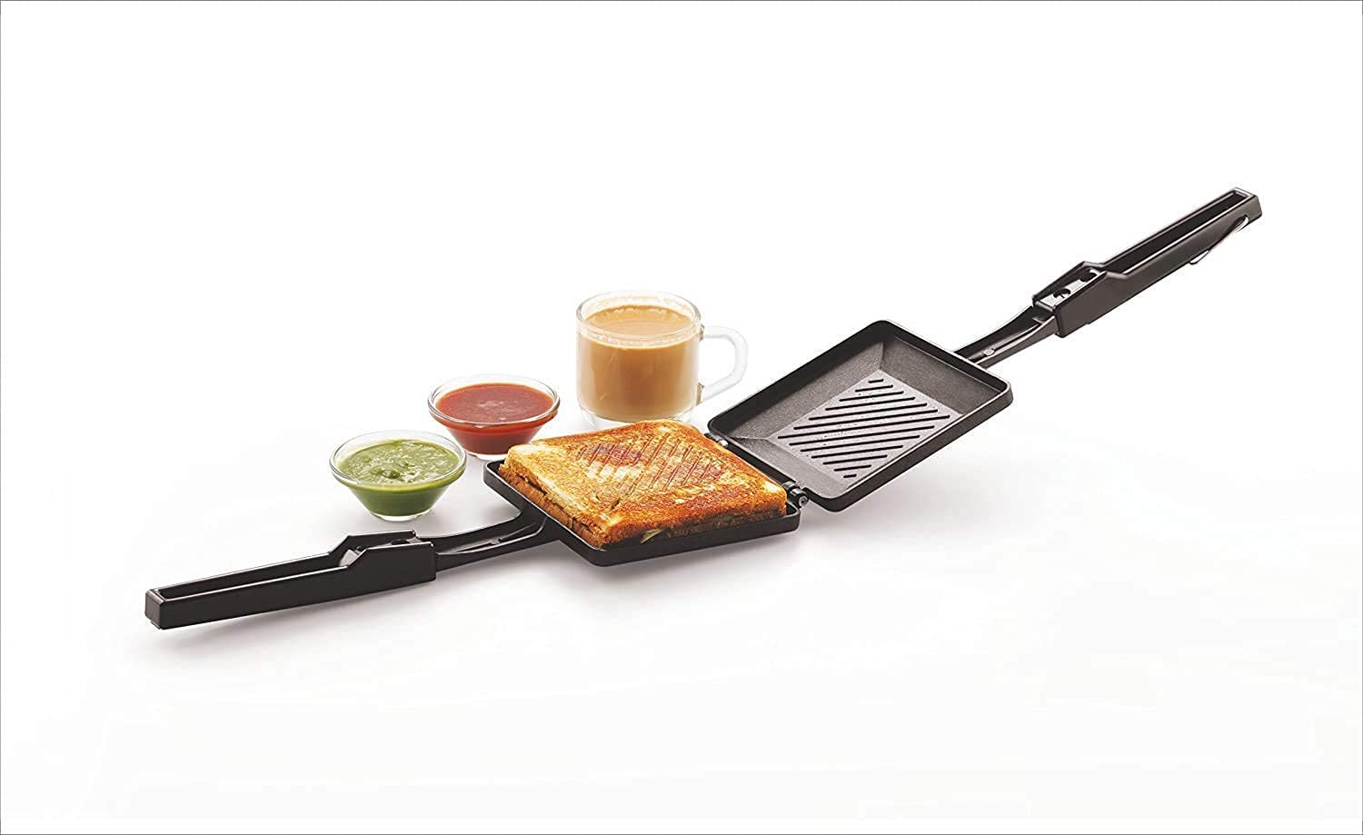 Non-Stick Aluminum Double-Sided Grill Sandwich Maker - 13 Inch Electric Panini Press with Adjustable Temperature for Indoor & Outdoor Cooking - Perfect for Camping, Picnics, and Home Breakfast Sandwiches