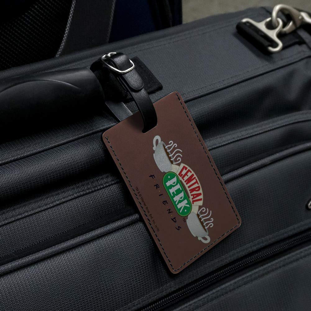 Friends TV Show Central Perk Logo Leather Luggage Tag - Rectangle Carry-On ID Tag for Suitcases, Backpacks & Travel Bags - Perfect for Fans, Travel Enthusiasts & Gift Giving
