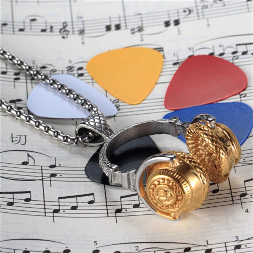 Men's Stainless Steel DJ Headphone Pendant Necklace - Punk Rock Music Accessory with 21.7 Inch Chain - Perfect for Concerts, Music Festivals & DJ Performances