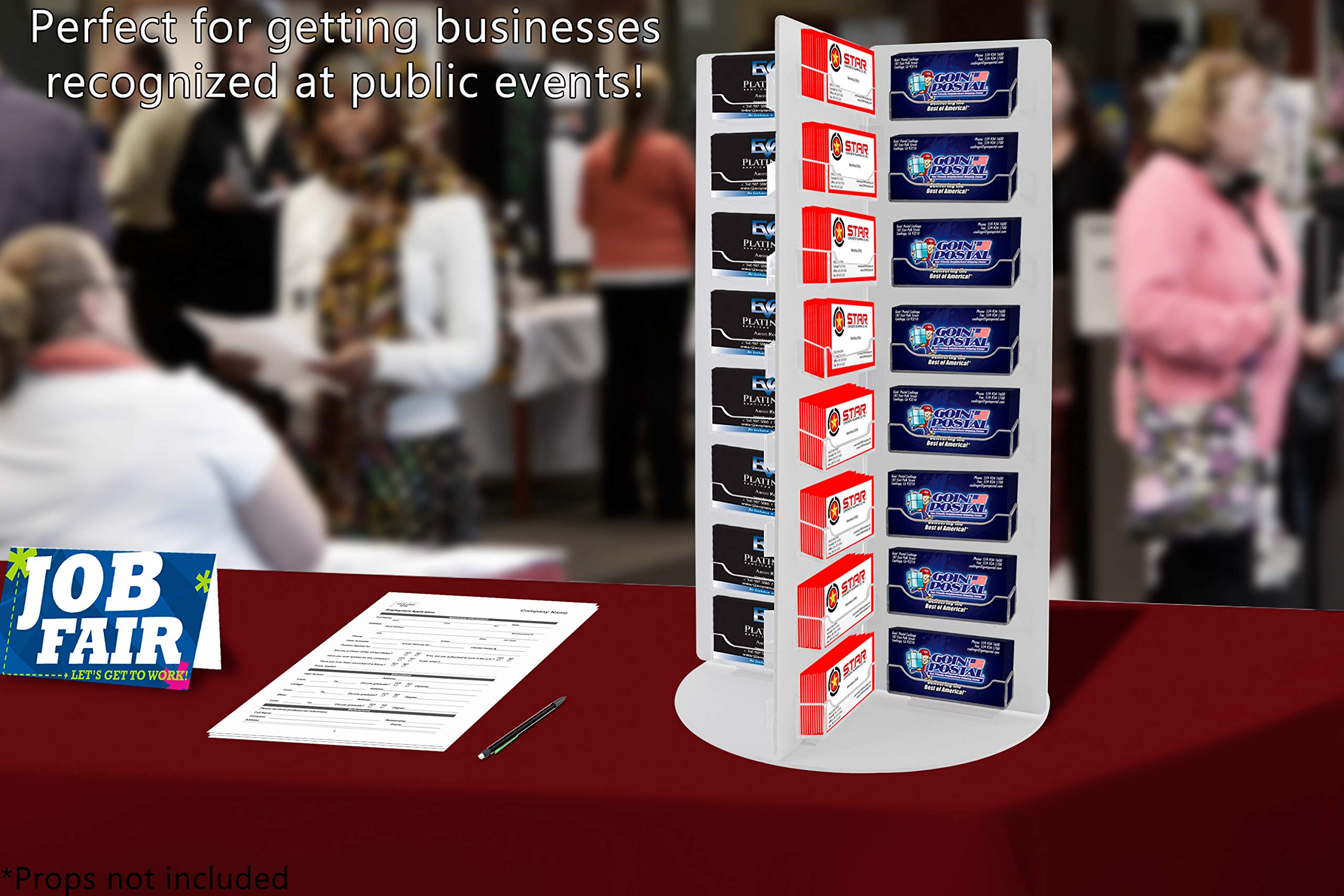Clear & White Acrylic Spinning Business Card Holder - 64 Pockets for 3.5