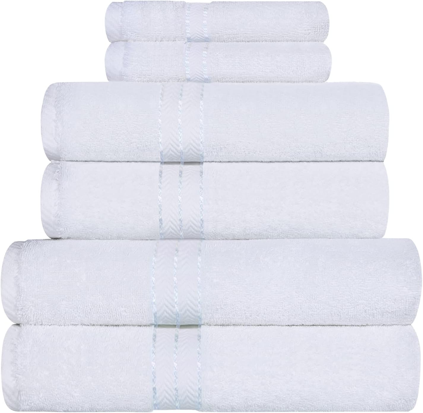 Premium 6-Piece Turkish Cotton Bath Towel Set - Ultra Soft, Highly Absorbent & Quick-Drying - Luxury Spa, Bathroom & Beach Essentials for Home & Travel