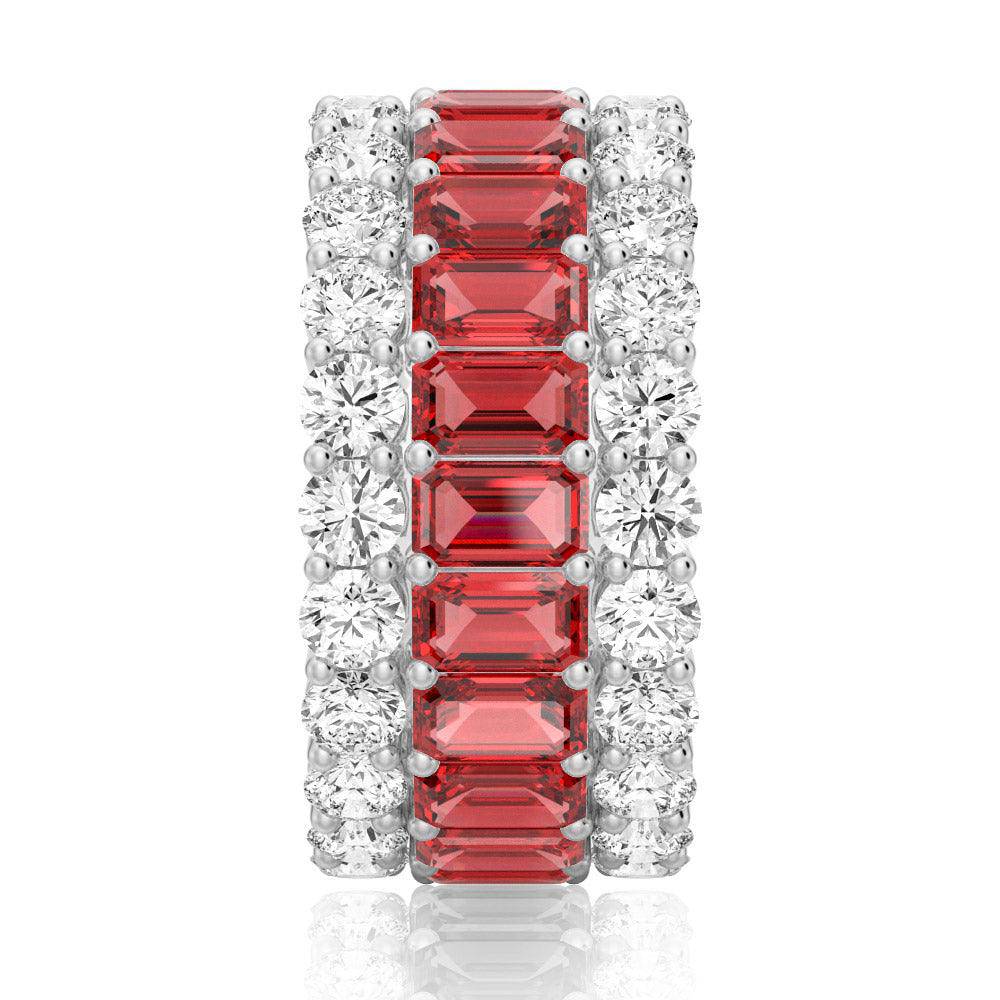 15.4 CT Lab-Created Baguette Gemstone Eternity Band for Women - Sparkling Wedding Ring, Anniversary Gift & Special Occasion Jewelry