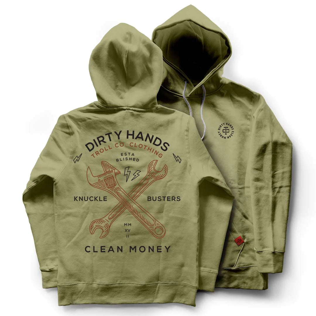 Twisting Wrenches Hoodie - Green Mechanic Workwear for Auto Repair & DIY Projects | Comfortable Pullover for Car Enthusiasts & Garage Work
