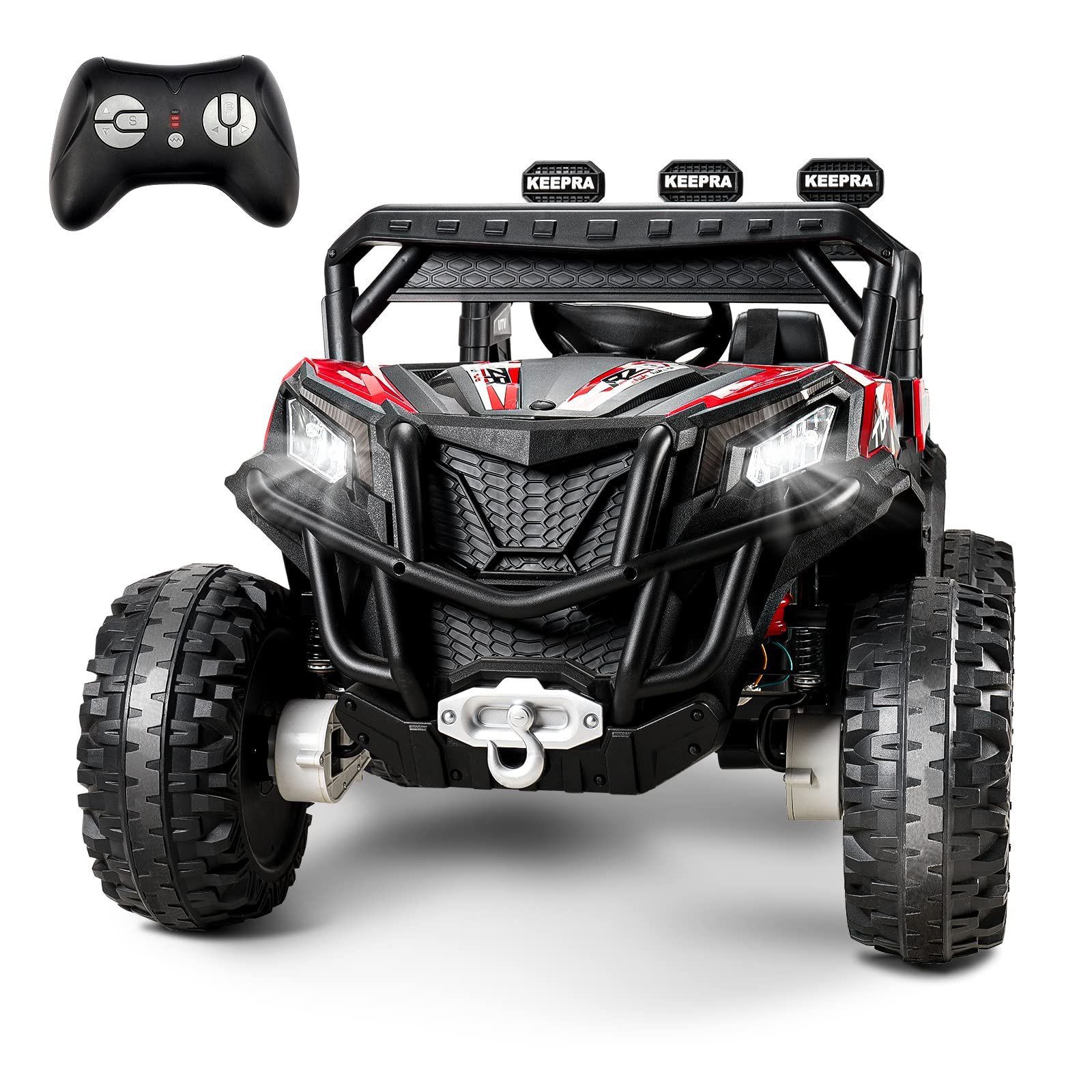TEOAYEAH 12V Kids Electric Ride-On Car with Remote Control, 4WD, Bluetooth & USB Music, Spacious Seat & Spring Suspension - Perfect for Outdoor Play, Birthday Gifts & Family Fun