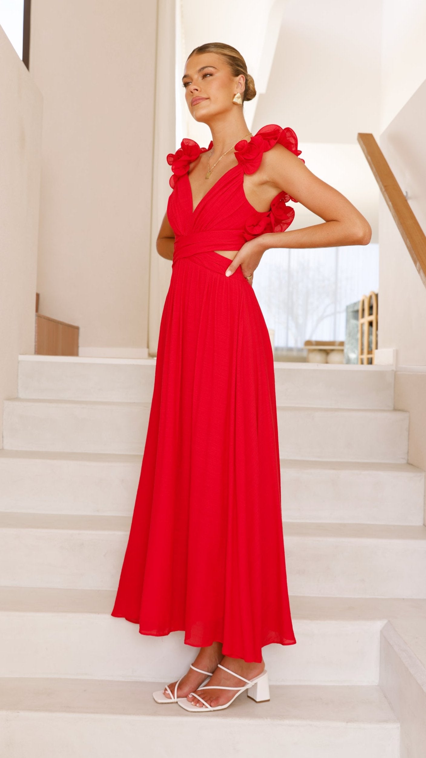 Galilhai Maxi Dress for Women - Flowy Long Summer Dress in Red | Perfect for Beach, Vacation & Casual Outings