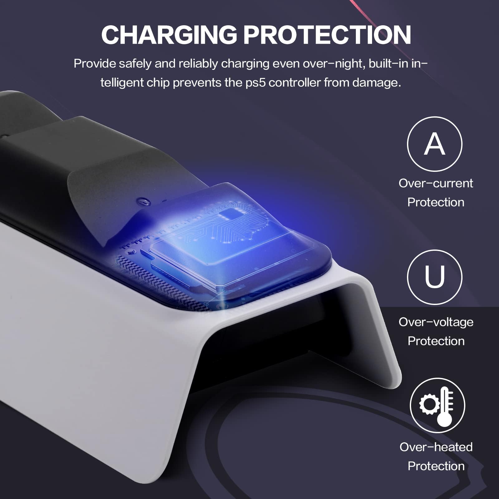 Fast Charging PS5 Controller Charger Station with LED Light & 5V 3A Adapter - DualSense Charging Dock for PlayStation 5 - Perfect for Gaming Sessions & Multiplayer Setups