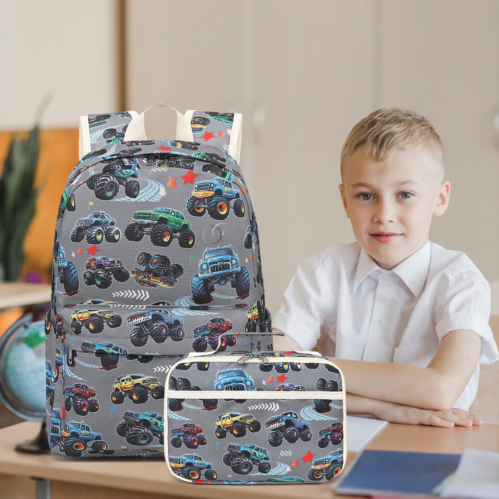 **LEDAOU Kids School Backpack with Lunch Box - Durable Book Bag for Boys & Girls, Kindergarten & Preschool - Perfect for School, Travel & Daily Use**