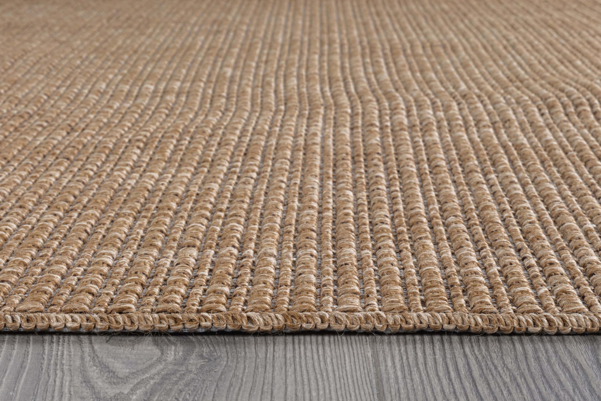 Beverly Jute Natural Rug 6x9 ft - Washable, Durable Indoor Outdoor Area Rug for Living Room, Dining Room, Patio, Office - Stain Resistant, Non-Shedding Casual Carpet (6x9 Natural) - Perfect for Boho Decor, Farmhouse Style & High Traffic Areas