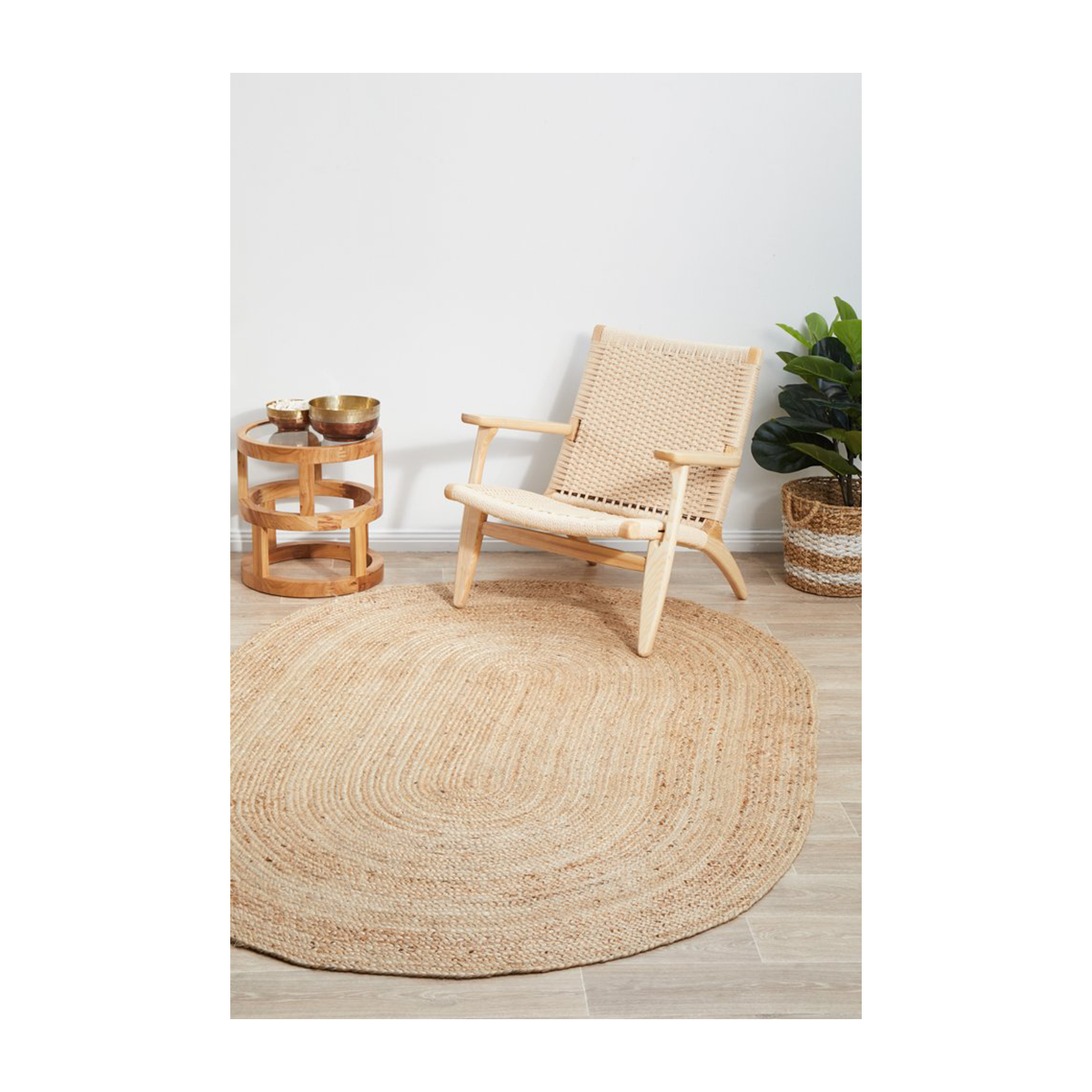 Bondi Oval Jute Rug - Natural Handwoven Eco-Friendly Floor Mat for Living Room, Bedroom & Boho Decor | Soft & Durable Home Accent