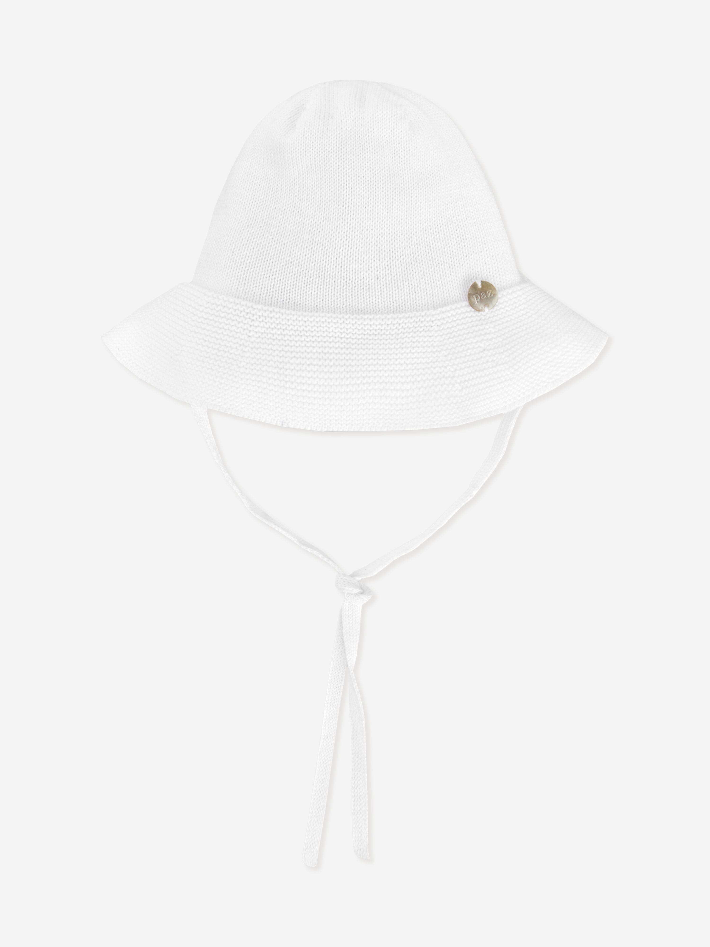 Baby Girls Cotton Hat in White - Soft & Breathable Sun Protection for Infants & Toddlers - Perfect for Outdoor Play, Beach Trips & Summer Adventures