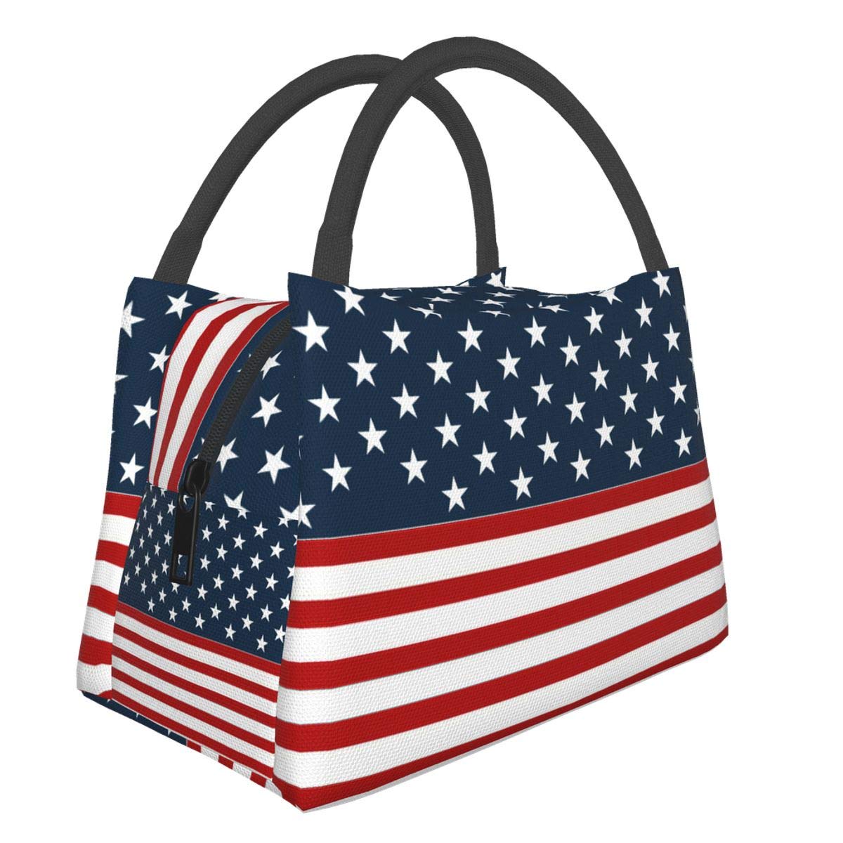 American Flag Stars Insulated Lunch Bag - Reusable Tote Lunch Box for Men & Women - Perfect for Work, Picnic, Travel & Outdoor Activities